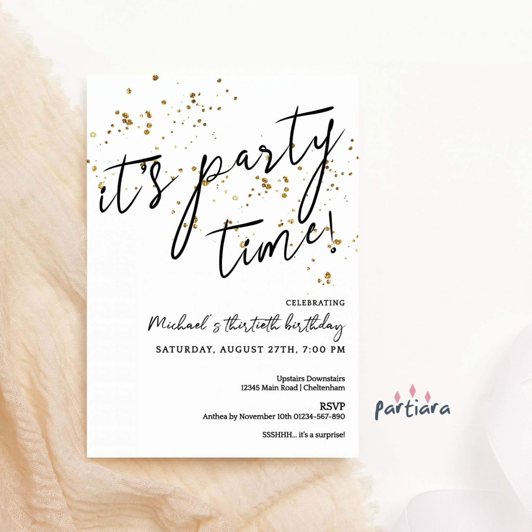 Adult Party Time Invitation Template Editable Milestone - Etsy