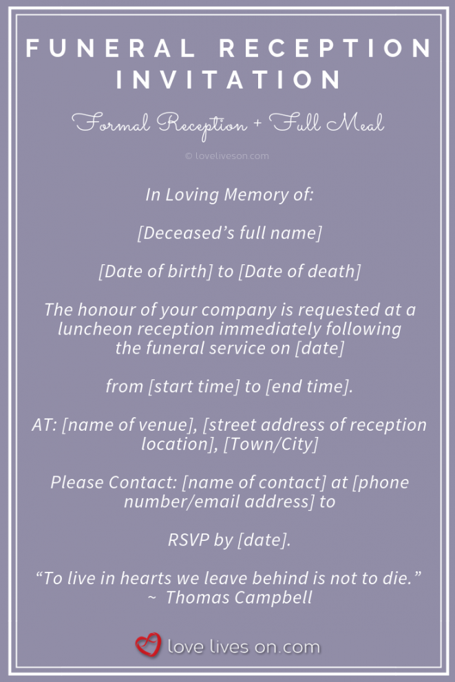 Best Funeral Reception Invitations  Funeral reception