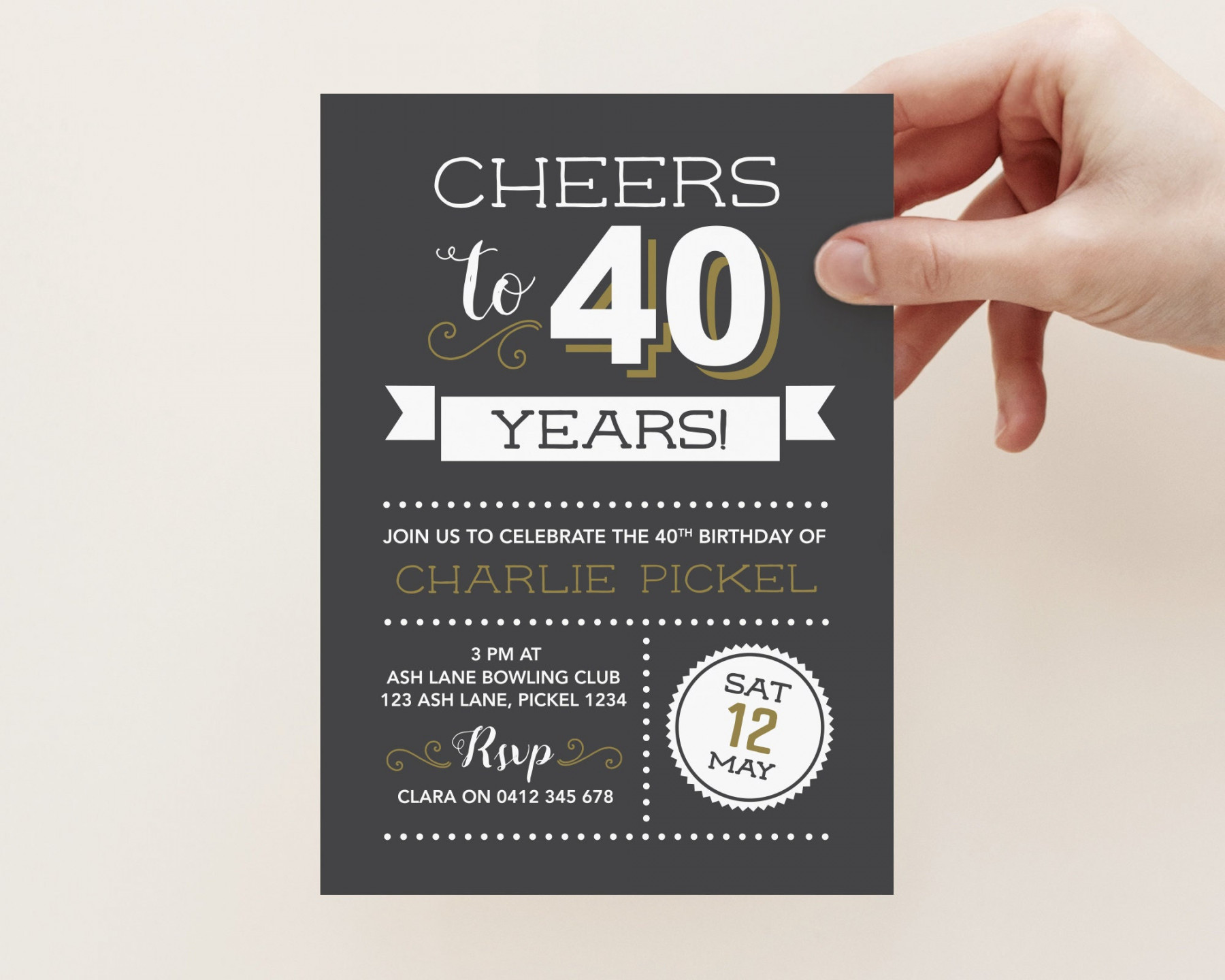 Cheers to  years! th Birthday Invitation - for any age! Vintage  Chalkboard style. Invitation for Men.