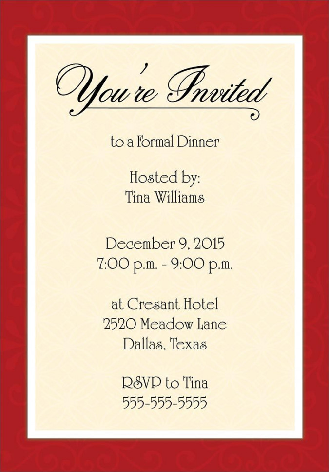 Dinner Invitation Template Free – InvitationLayout