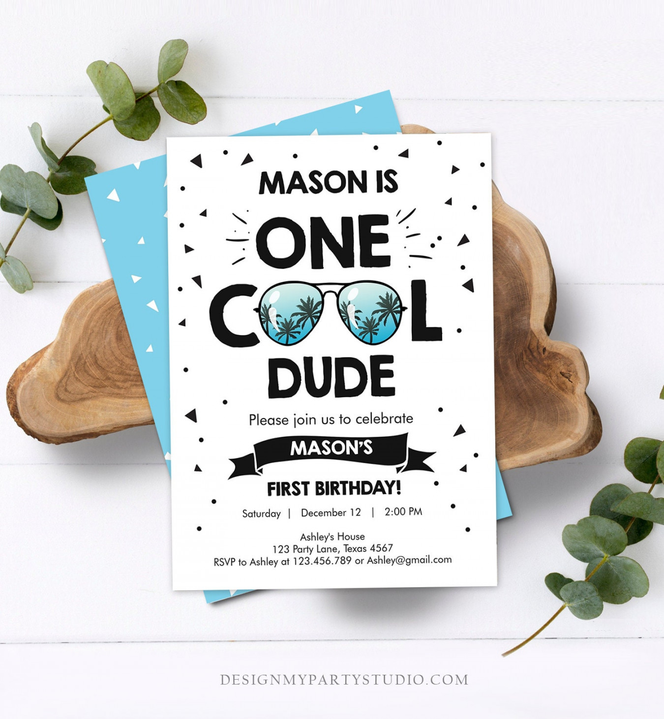 Editable One Cool Dude st Birthday Invitation Boy First - Etsy