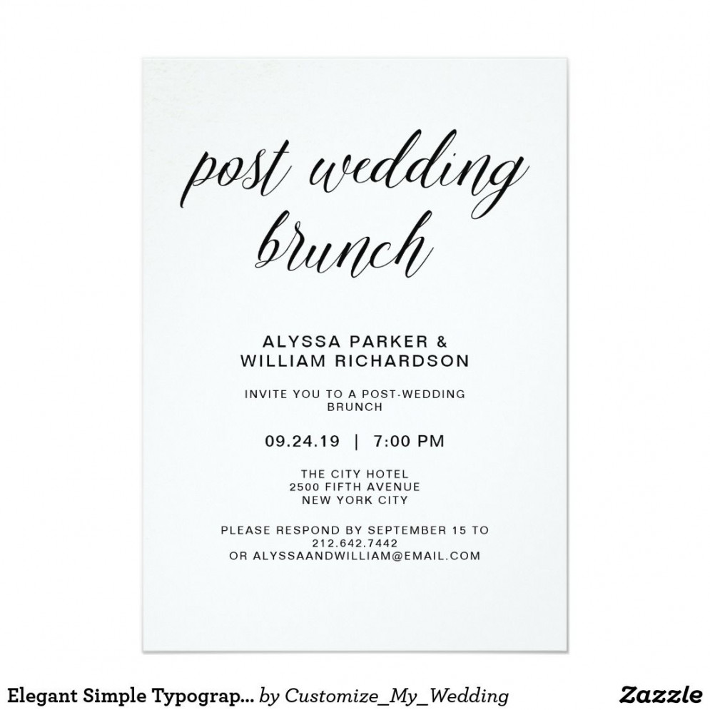 Elegant Simple Typography Post Wedding Brunch Invitation  Zazzle