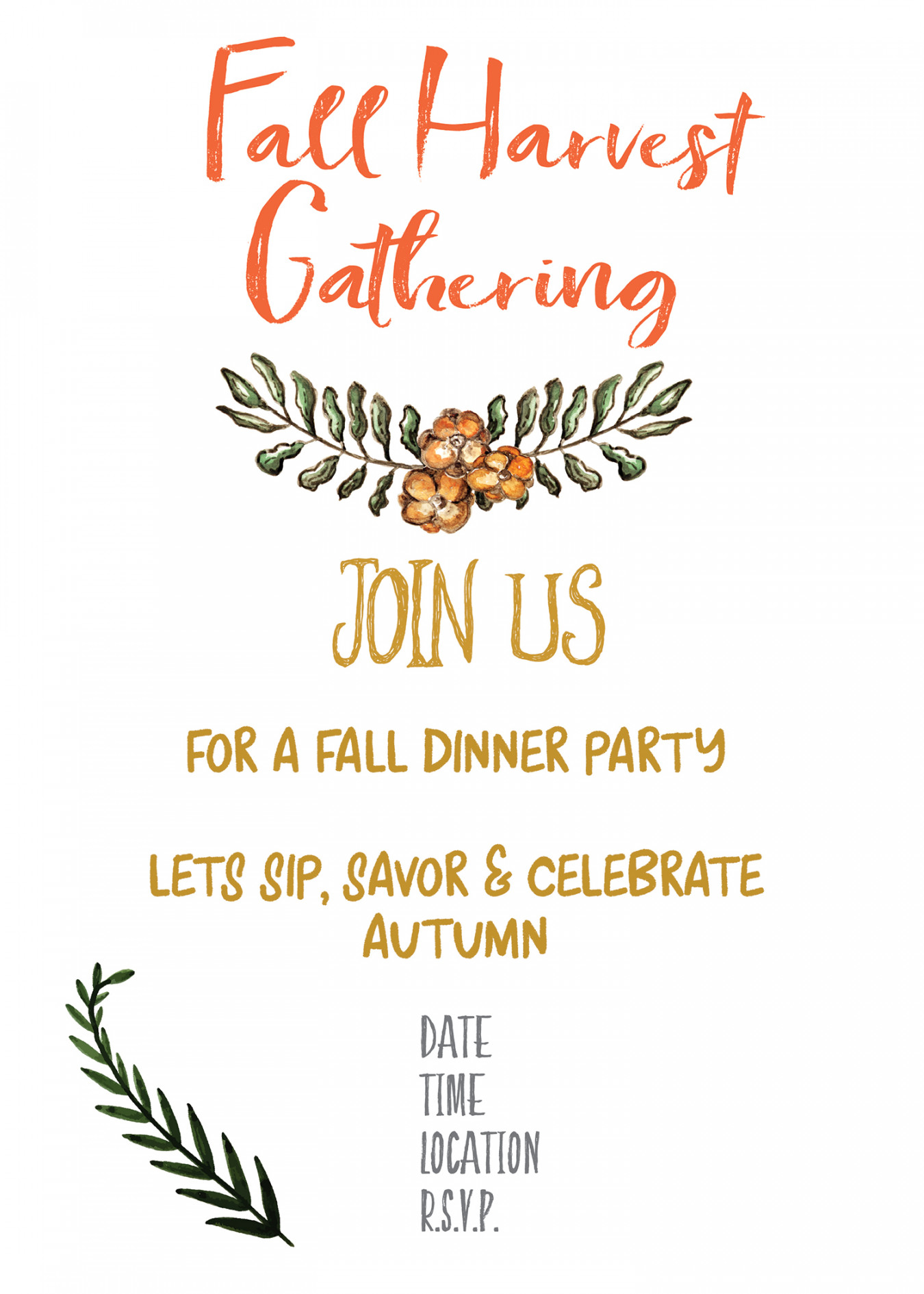 Fall Harvest Party Invitation Printable - Gather for Bread