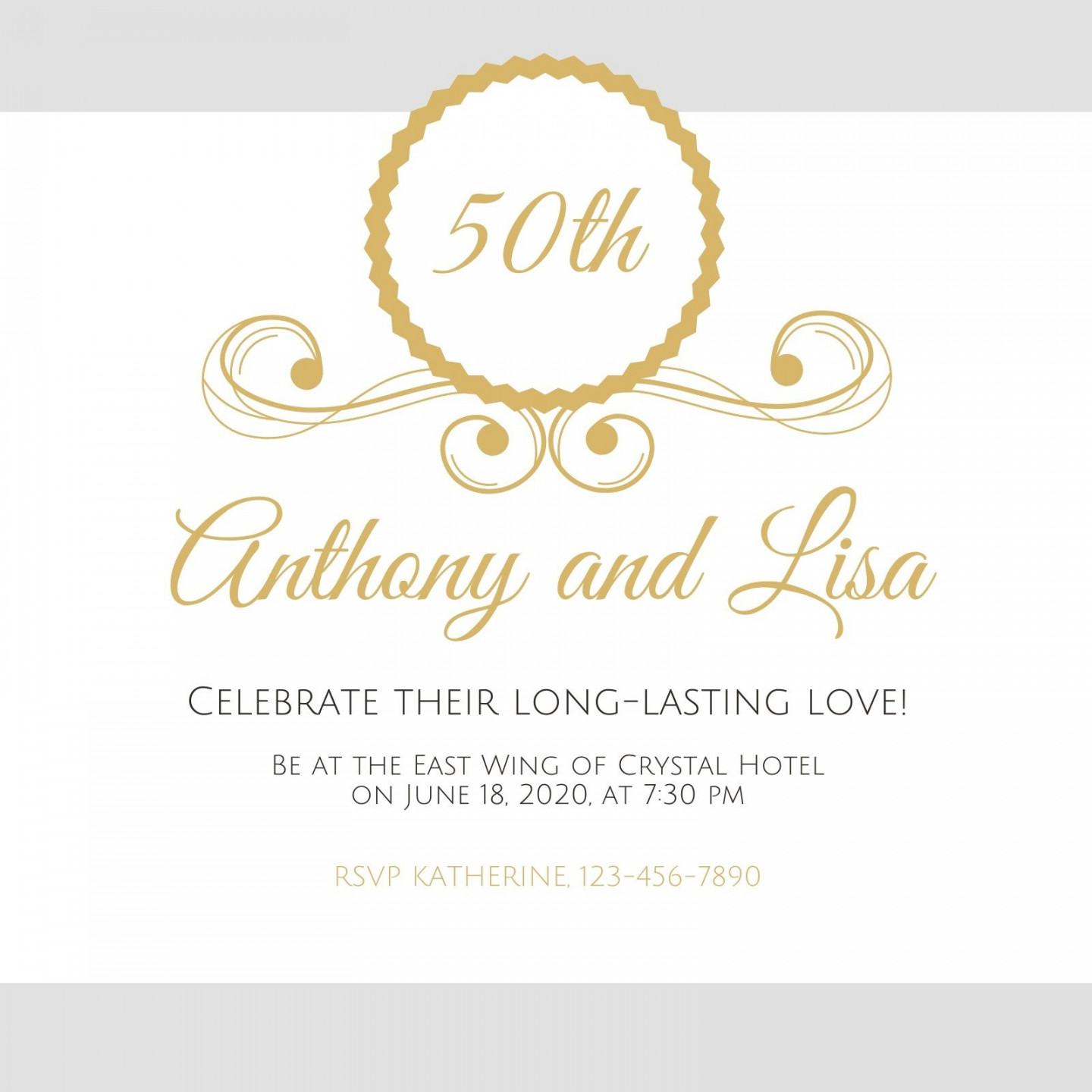 Free, custom printable th anniversary invitation templates  Canva