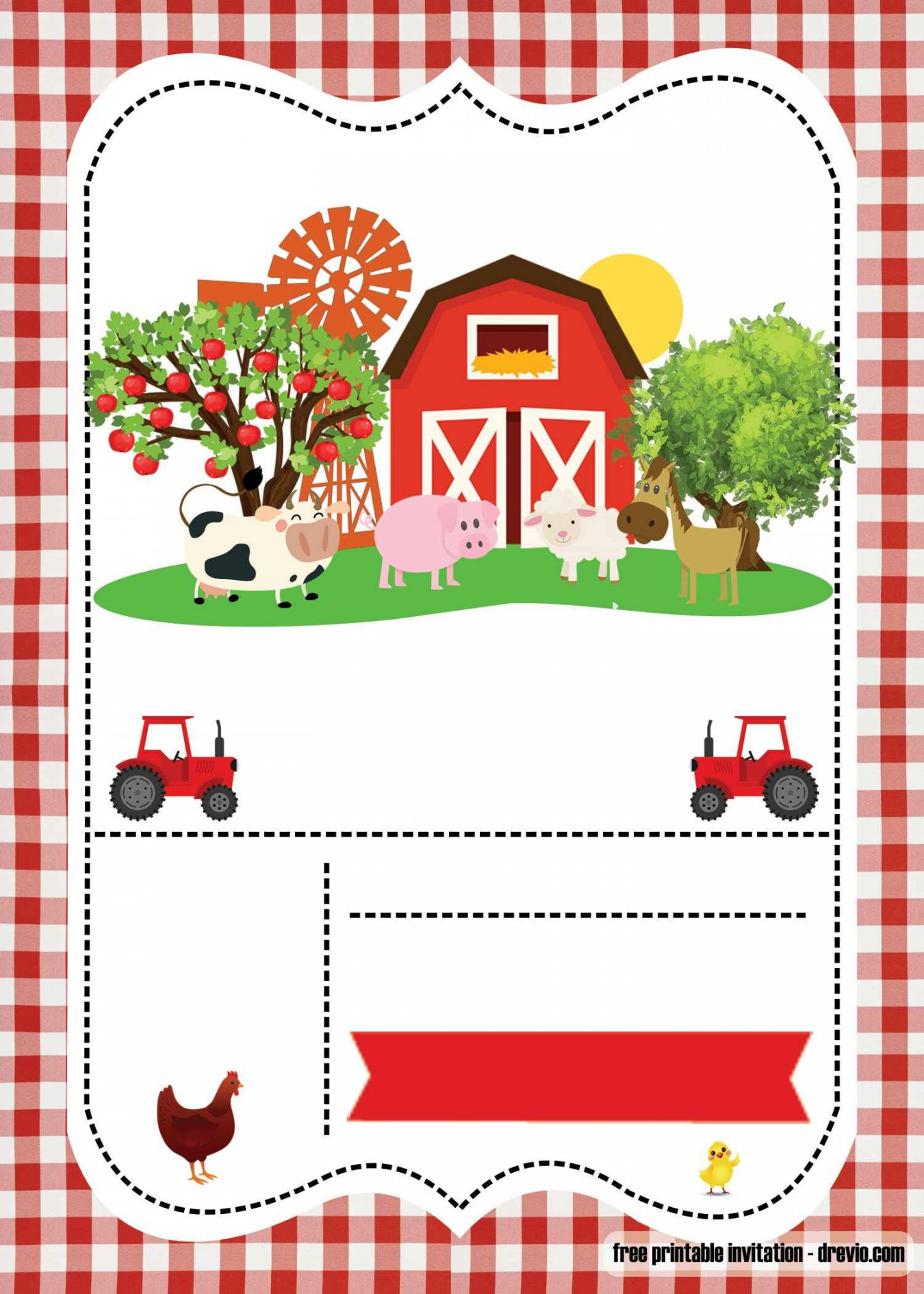 FREE Farm Party invitation template – Printable  Farm animals