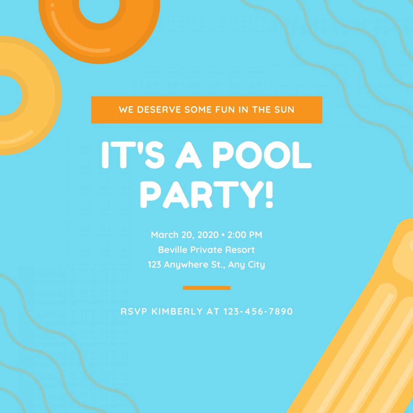 Free printable, customizable pool party invitation templates  Canva