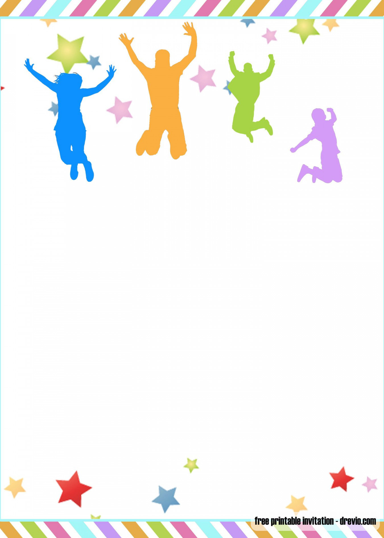 FREE Printable Trampoline Jump Birthday Invitation Templates