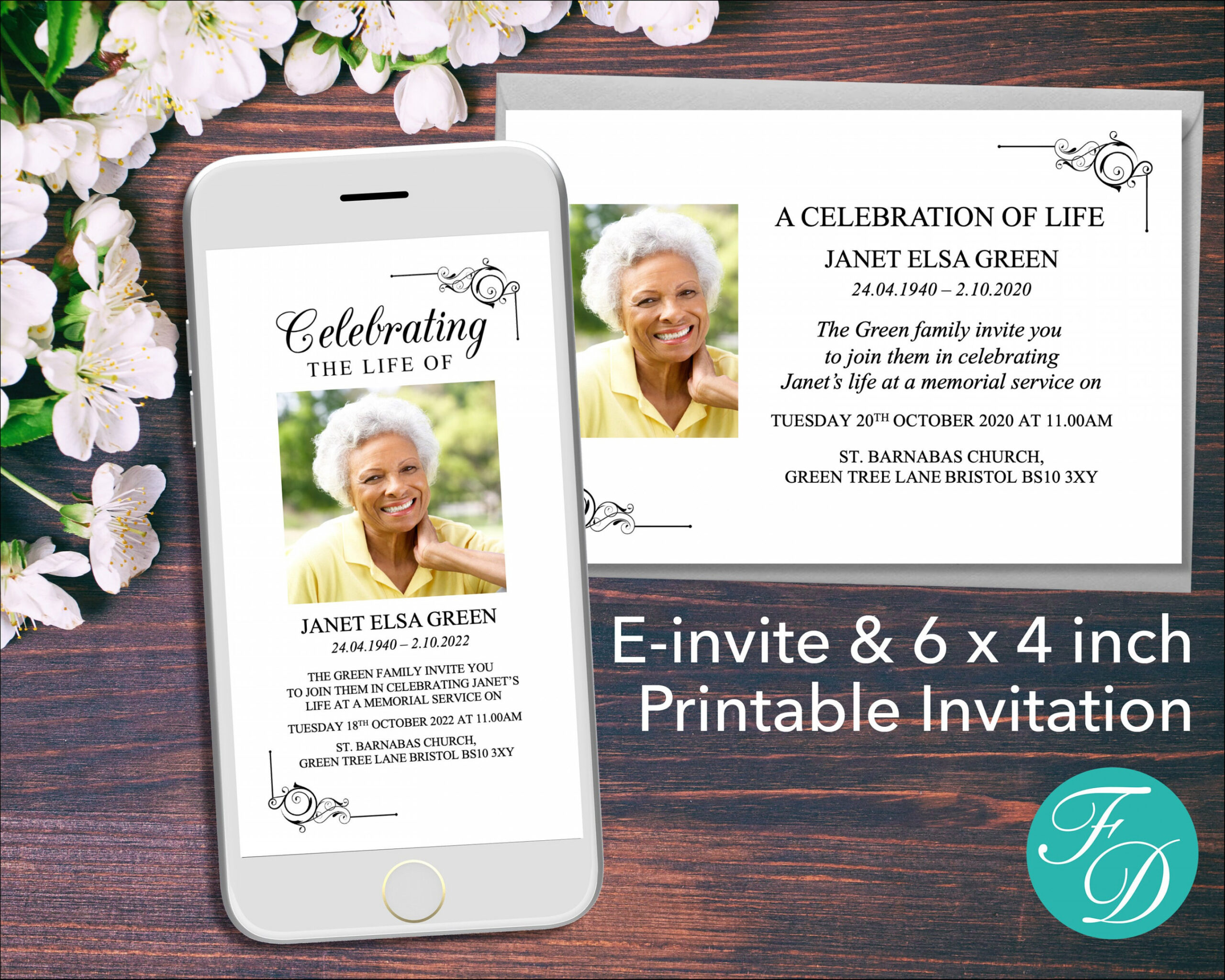 Funeral E-invite & Invitation Card Celebration of Life - Etsy