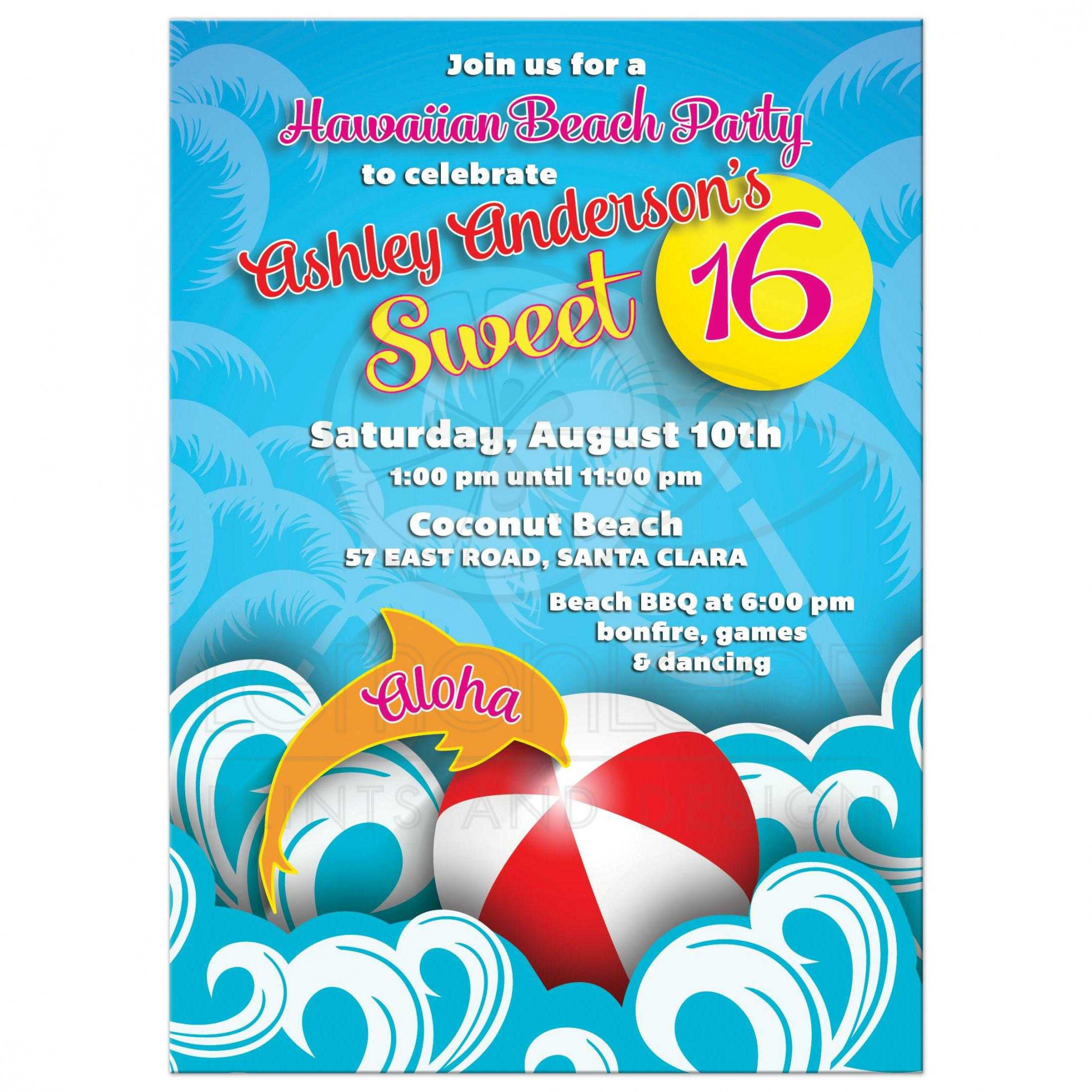 Hawaiian Beach Sweet  Birthday Invitation