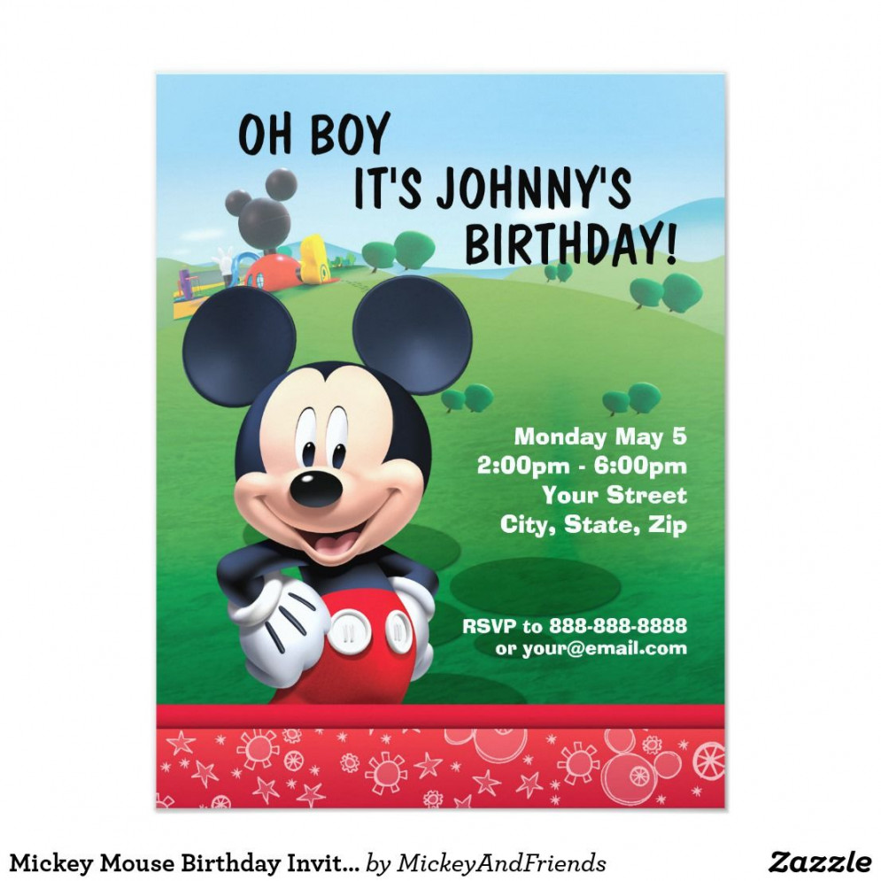 Mickey Mouse Birthday Invitation  Zazzle  Mickey mouse birthday