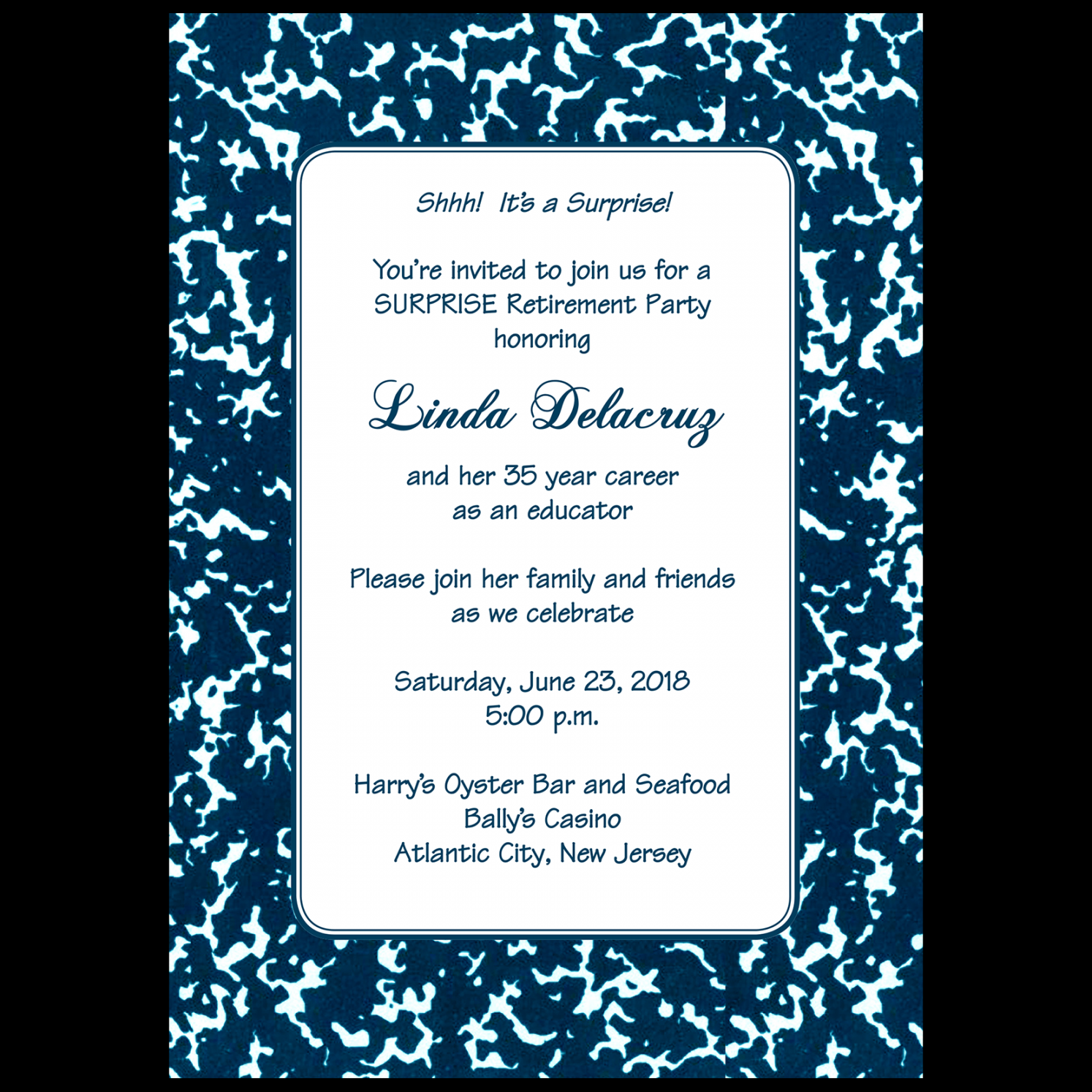 Retirement Party for Teachers Invitation, Style RPI-blue