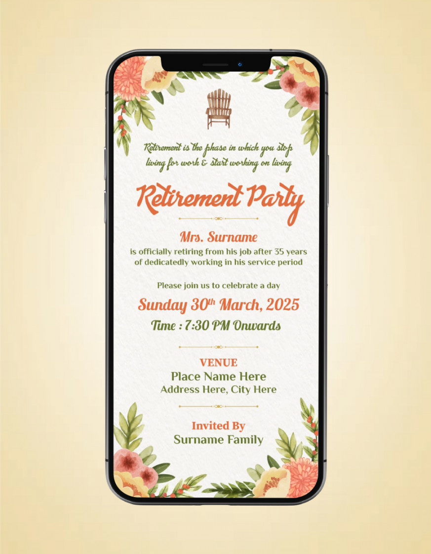 Retirement Party Invitation Card  RP-