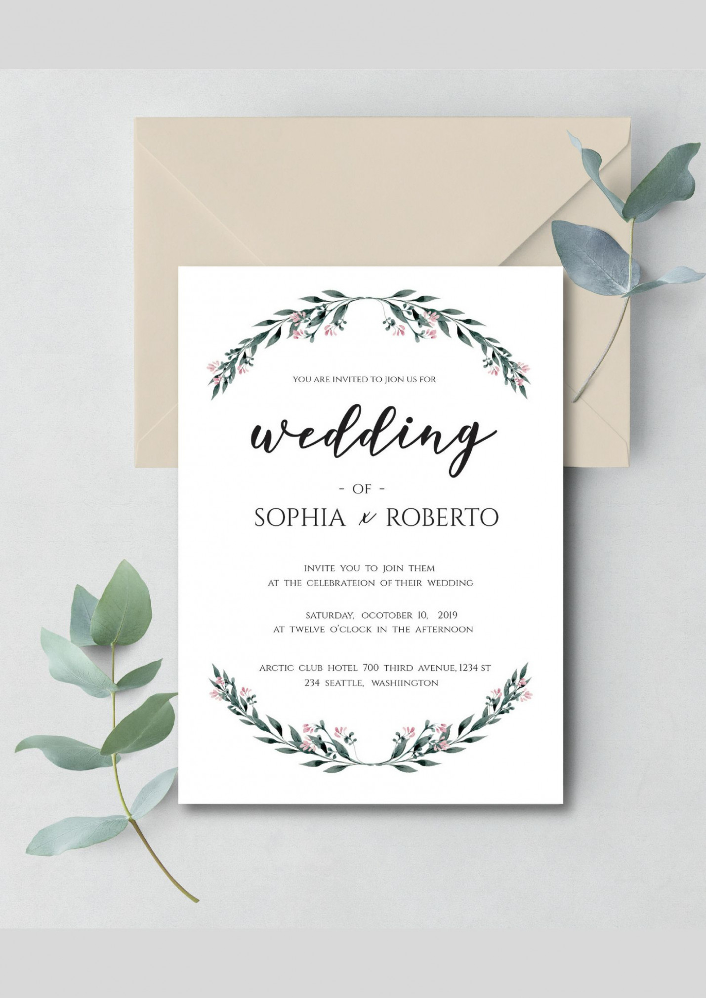 Rustic Wedding Invitation Template Download, Printable Edita