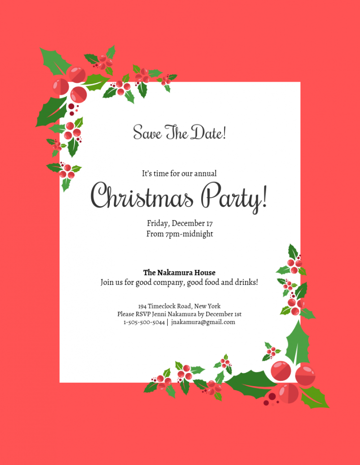 Save the Date Christmas Party Invitation Template