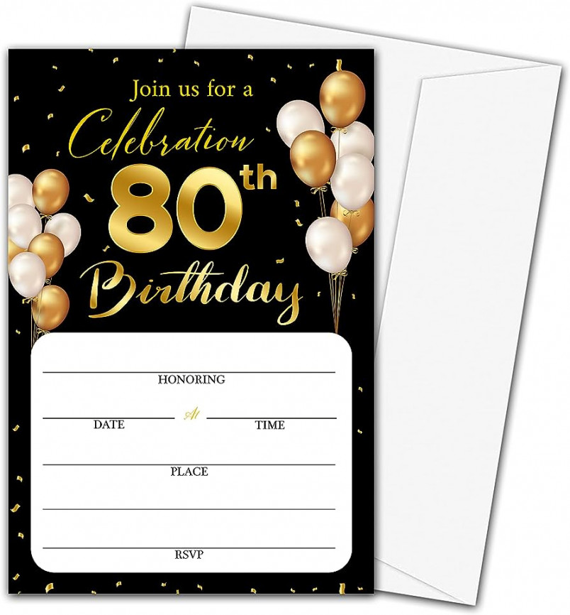 th Birthday Party Invitations with Envelopes, Classic Gold Theme, Blank  Birthday Party Invitations for Men, Party Supplies,  Invitations with