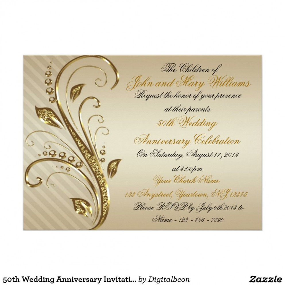 th Wedding Anniversary Invitation Card  Zazzle  Anniversary