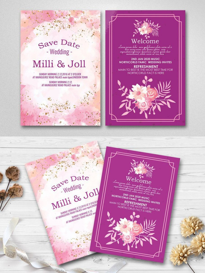 Two Sided Wedding Invitation Card  Wedding invitation cards