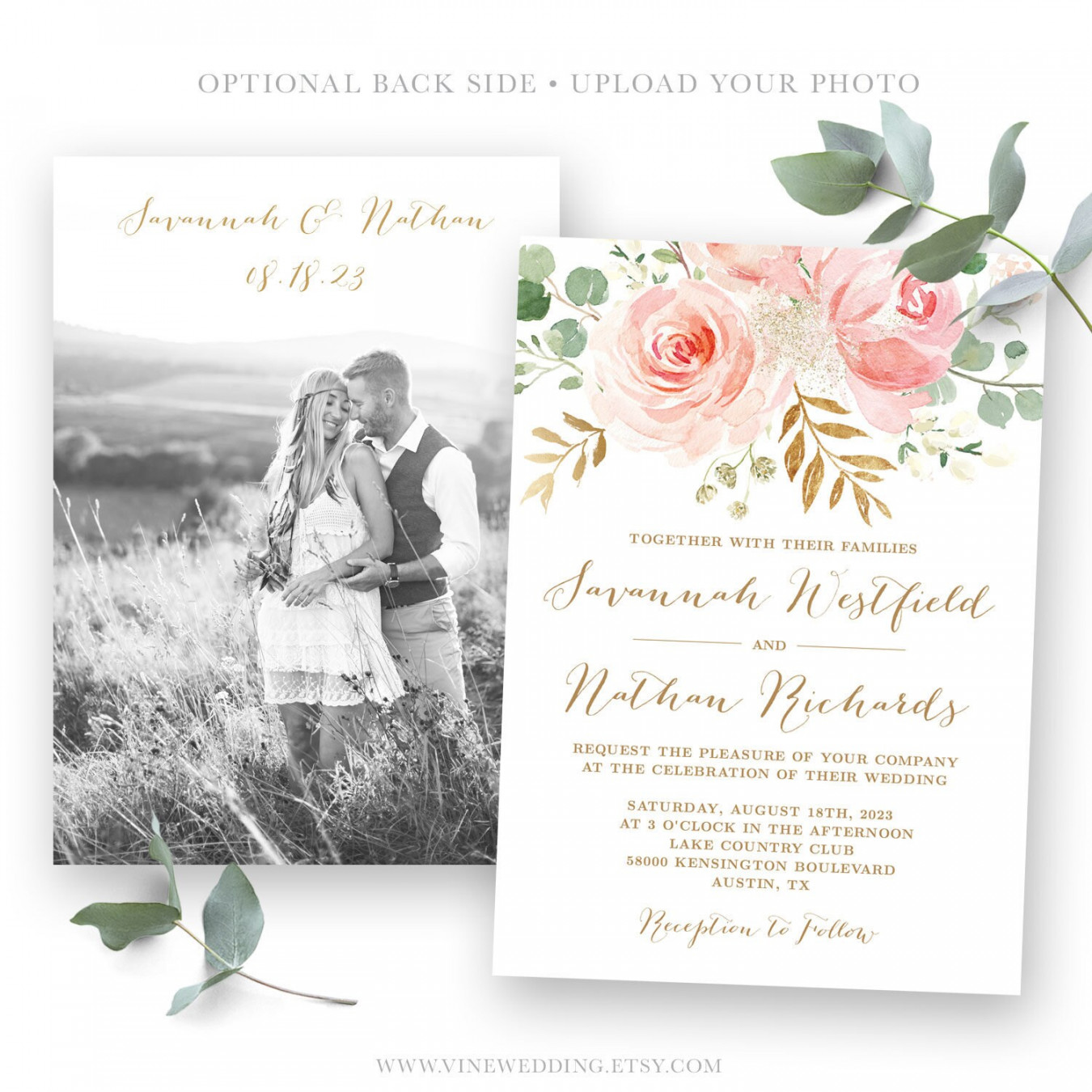 Blush Floral Wedding Invitation Set Editable Wedding - Etsy