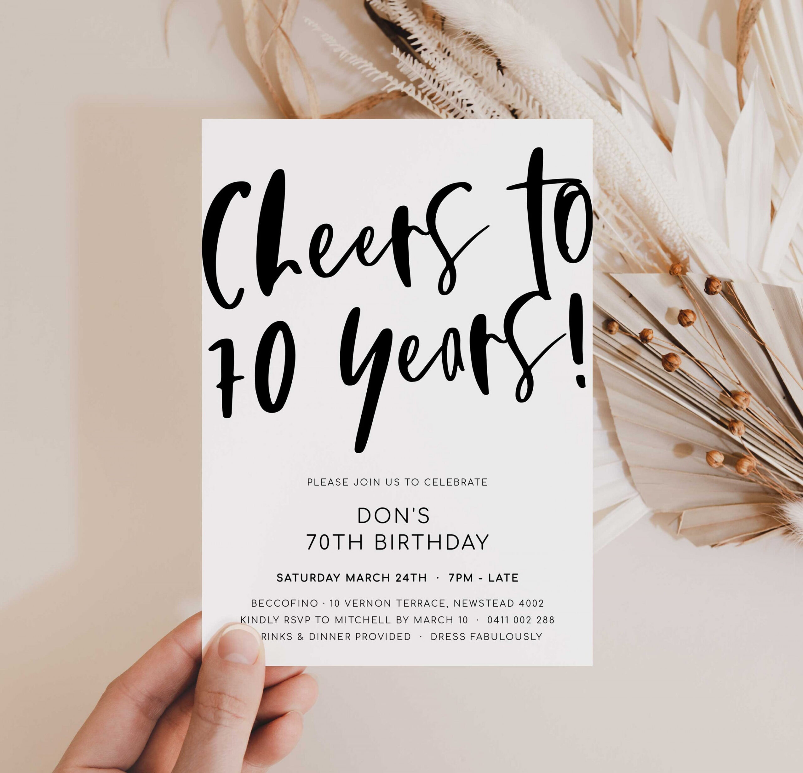 Cheers to  Years Invitation Black and White Birthday - Etsy Sweden