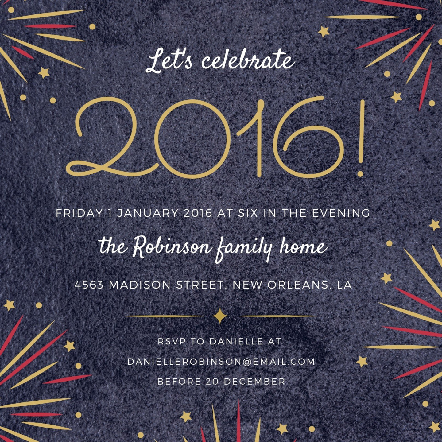 Fireworks New Year Party Invitation - Templates by Canva