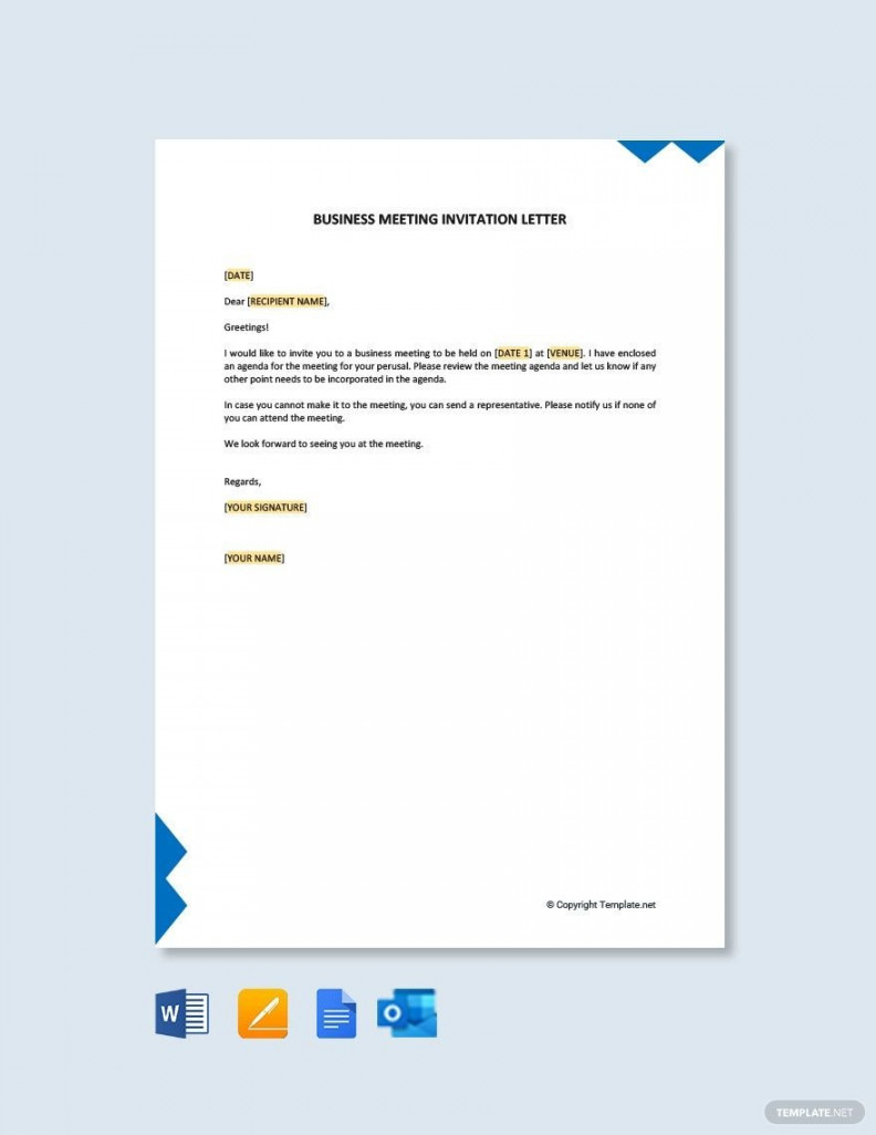 Formal Business Meeting Invitation Letter - Download in Word