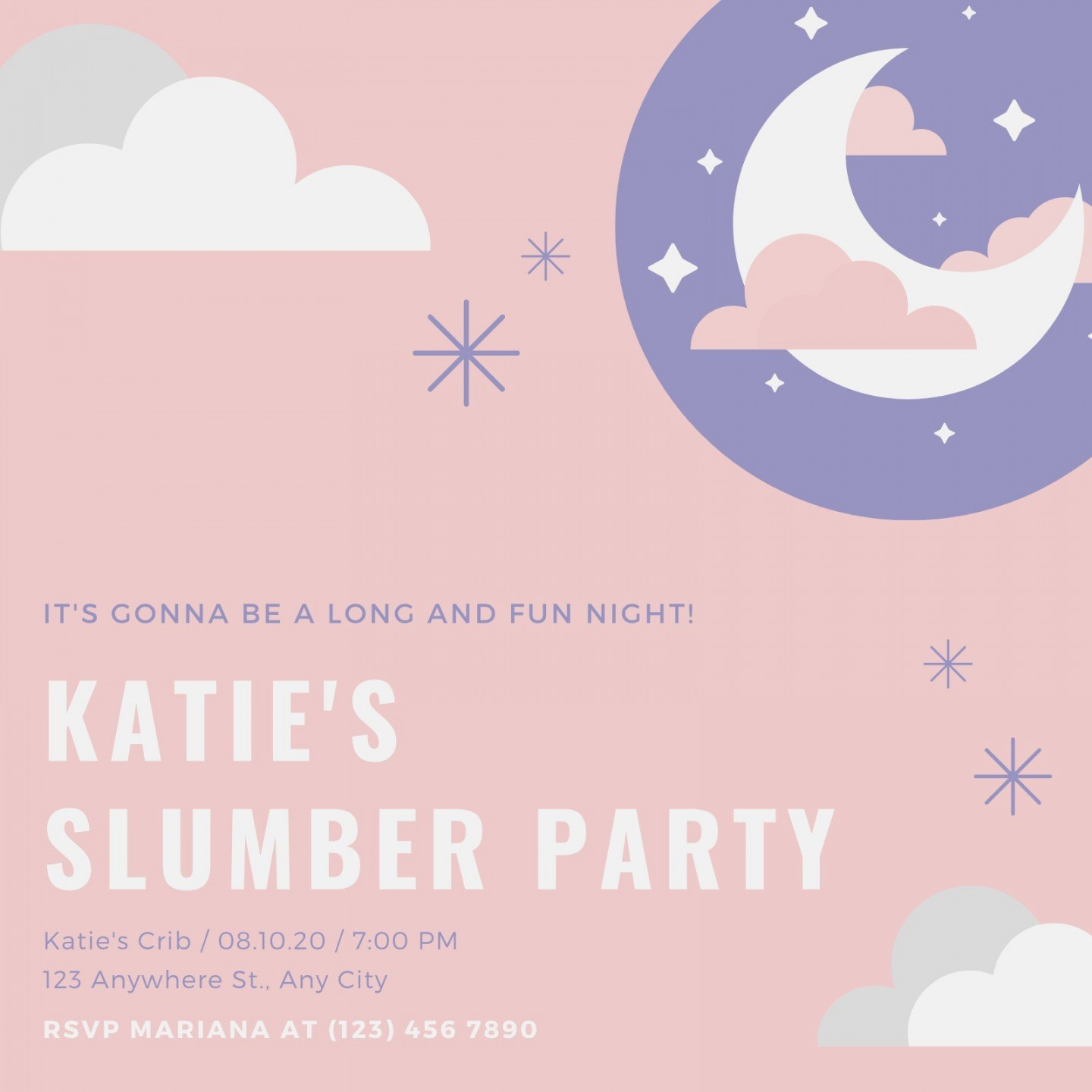 Free custom printable pajama party invitation templates  Canva