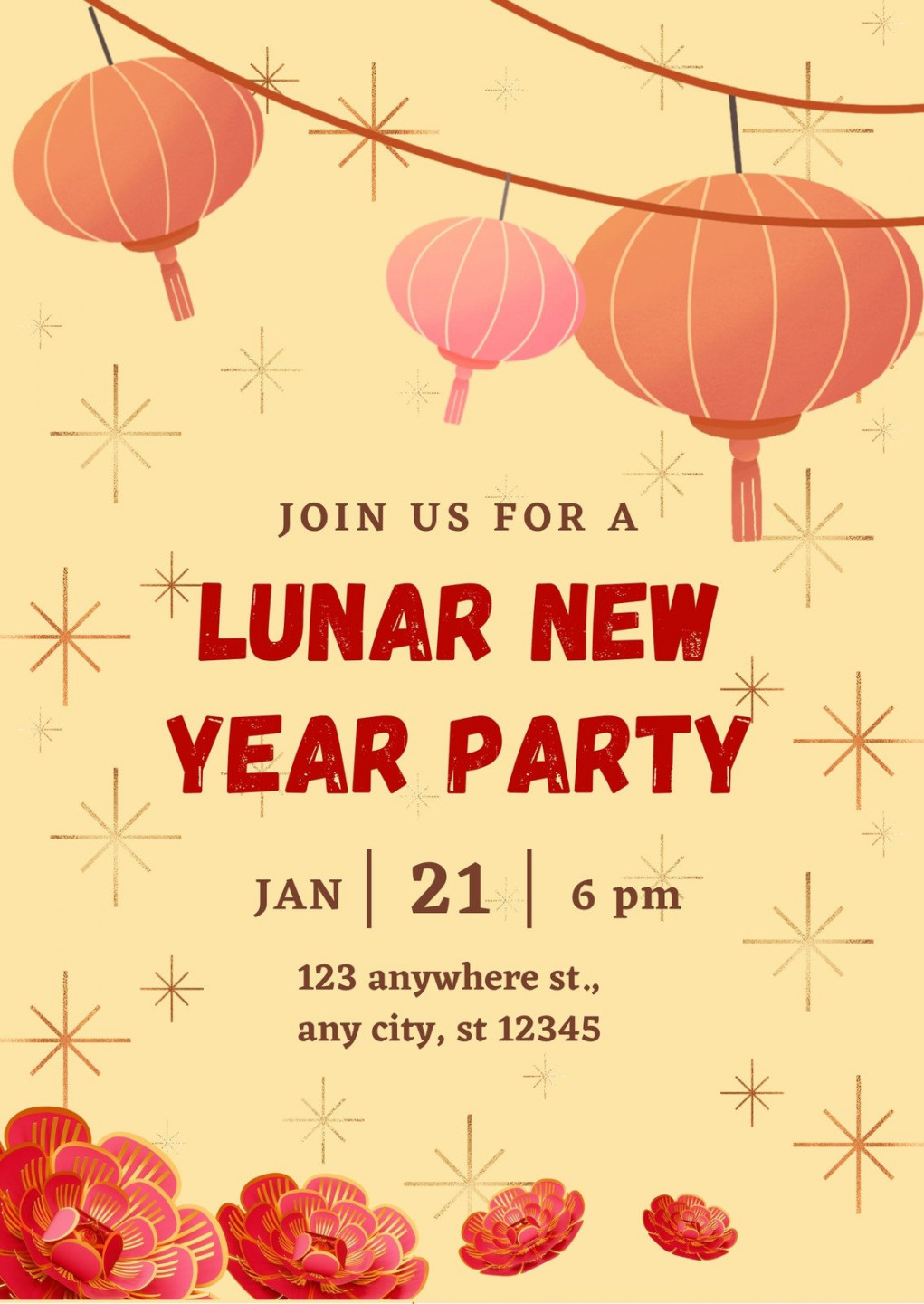 Free customizable Lunar New Year invitation templates  Canva