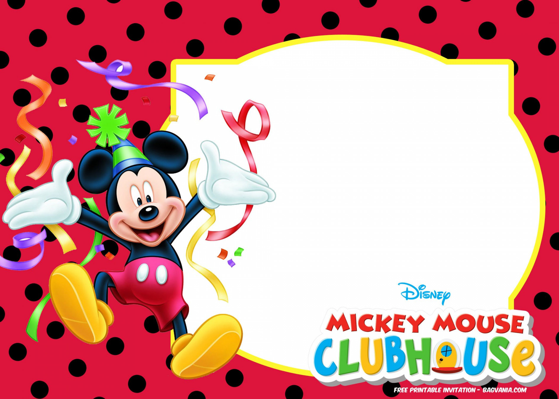 FREE Mickey Mouse Invitation Templates – Polka Dots  FREE