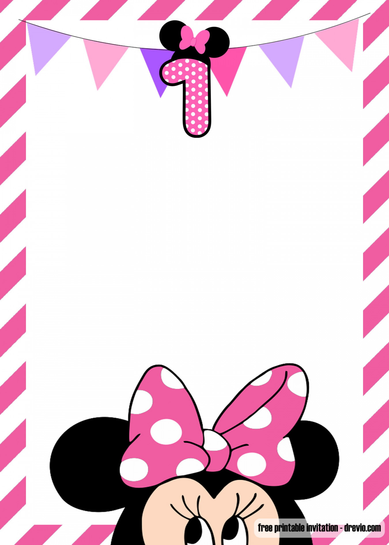 FREE Minnie Mouse st birthday Invitations Templates  Download