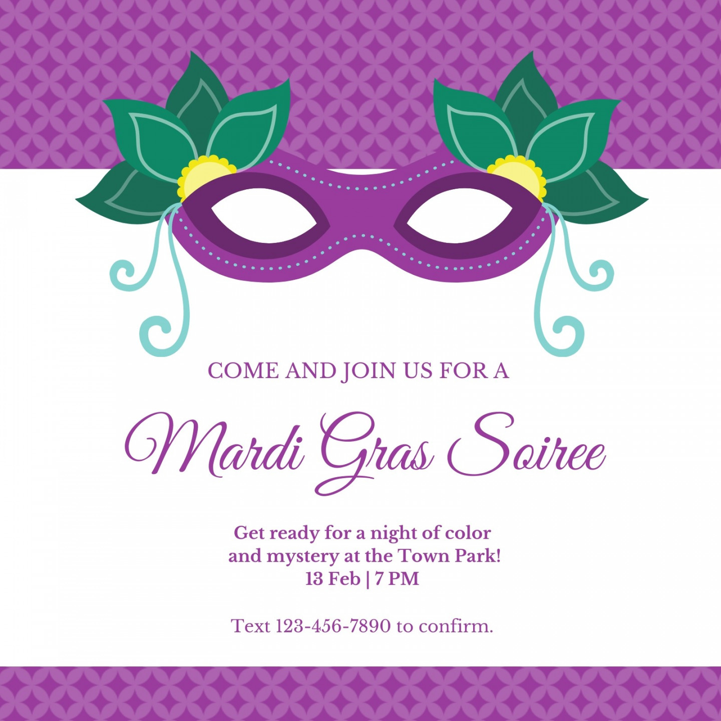 Free printable, customizable Mardi Gras invitation templates  Canva