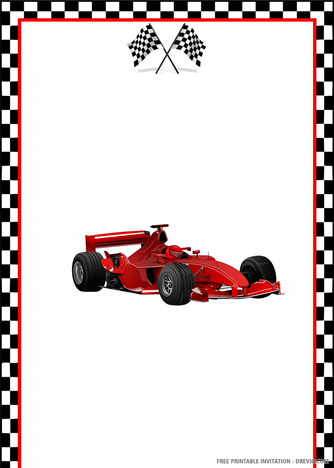 FREE PRINTABLE) – Racing Car Birthday Invitation Template