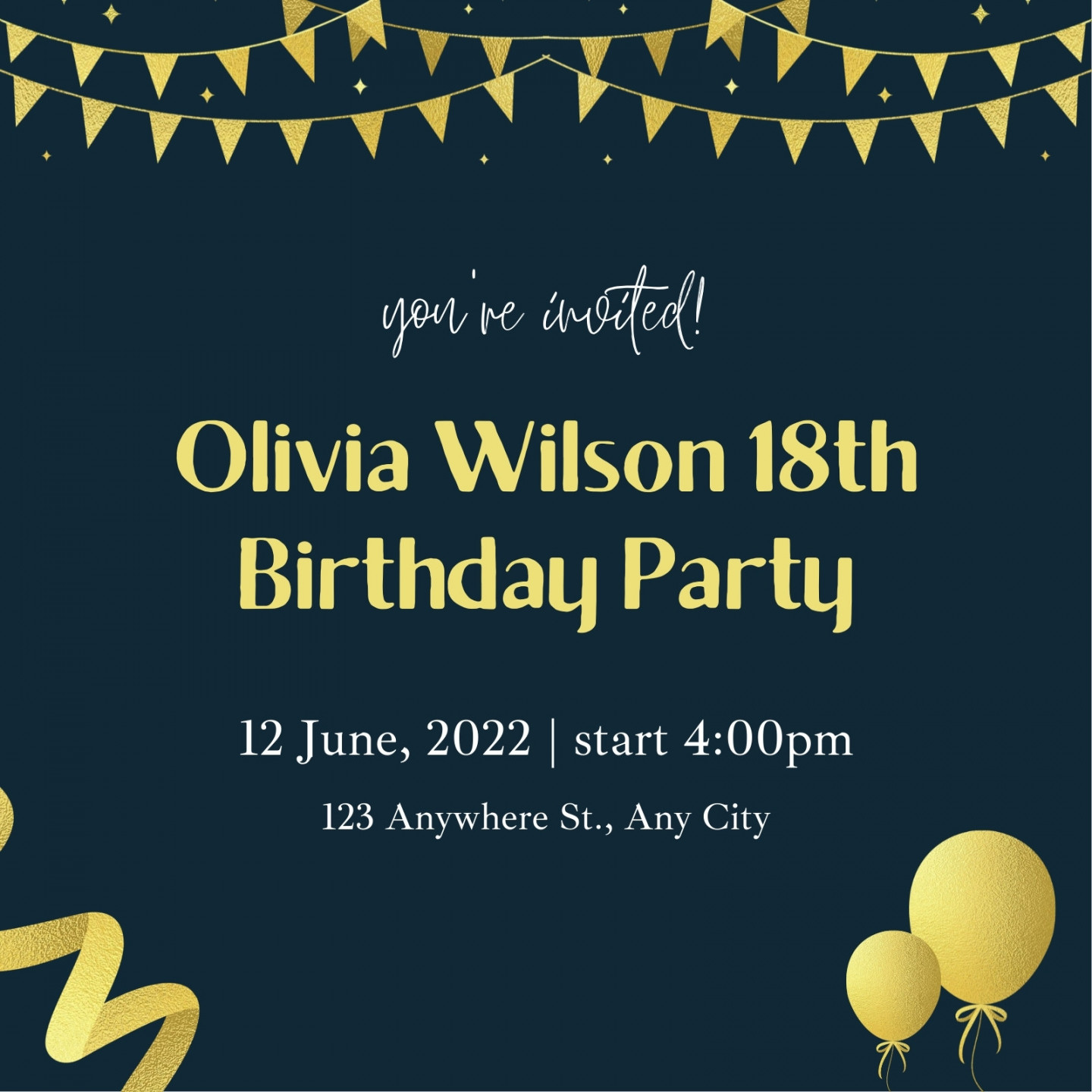 Free, printable th birthday invitation templates  Canva