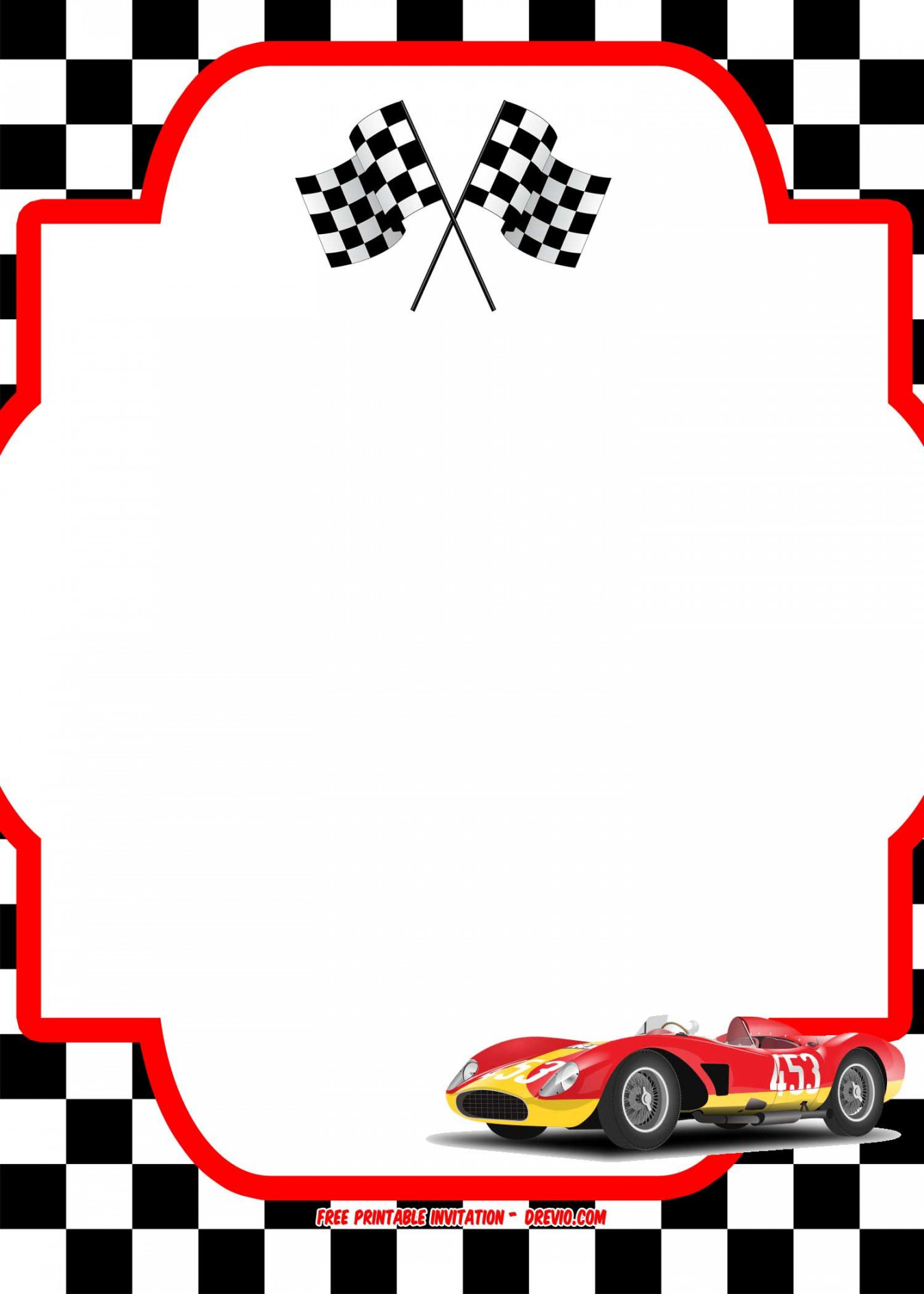 FREE Race Car Birthday Invitation Template – Printable  Cars