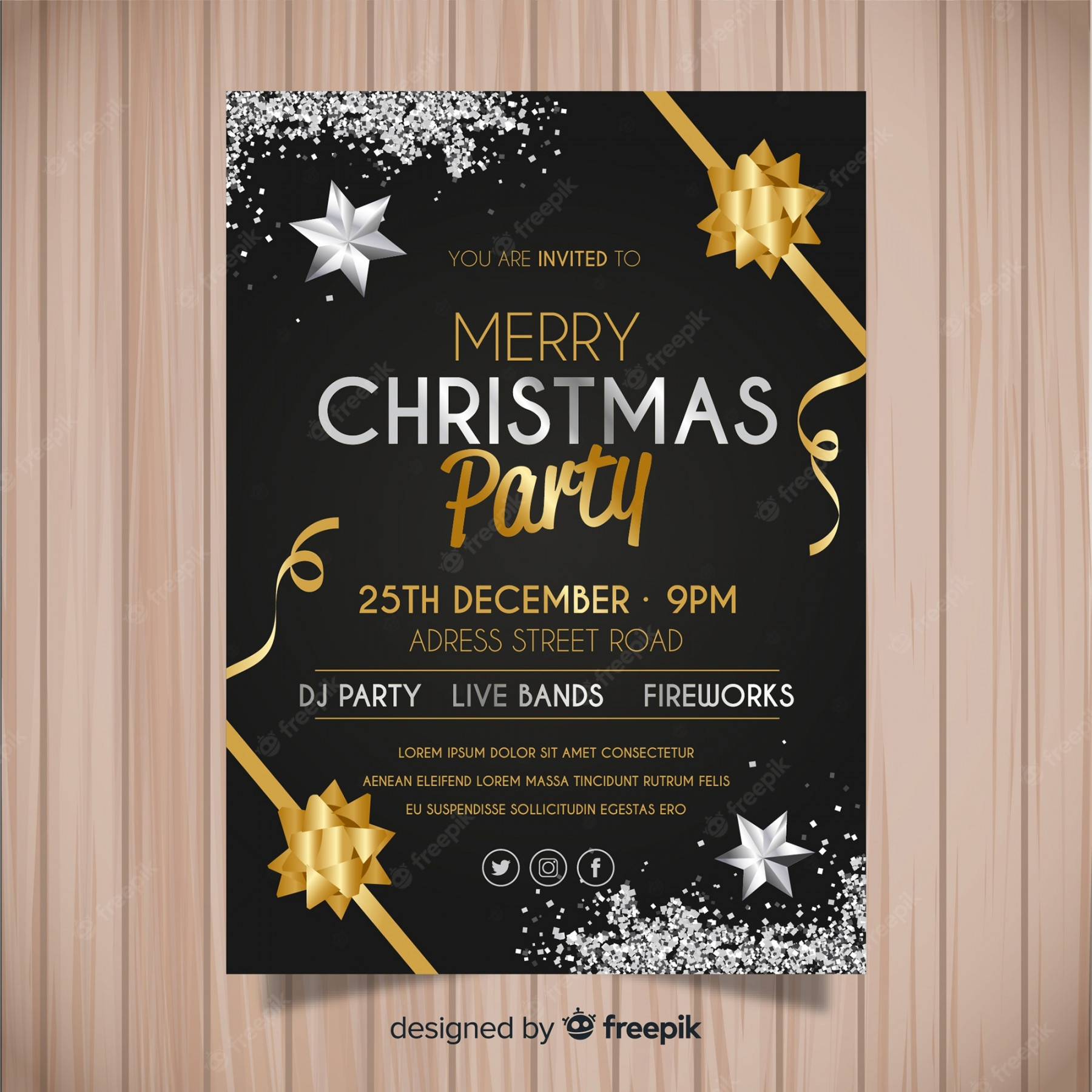 Free Vector  Christmas party invitation template