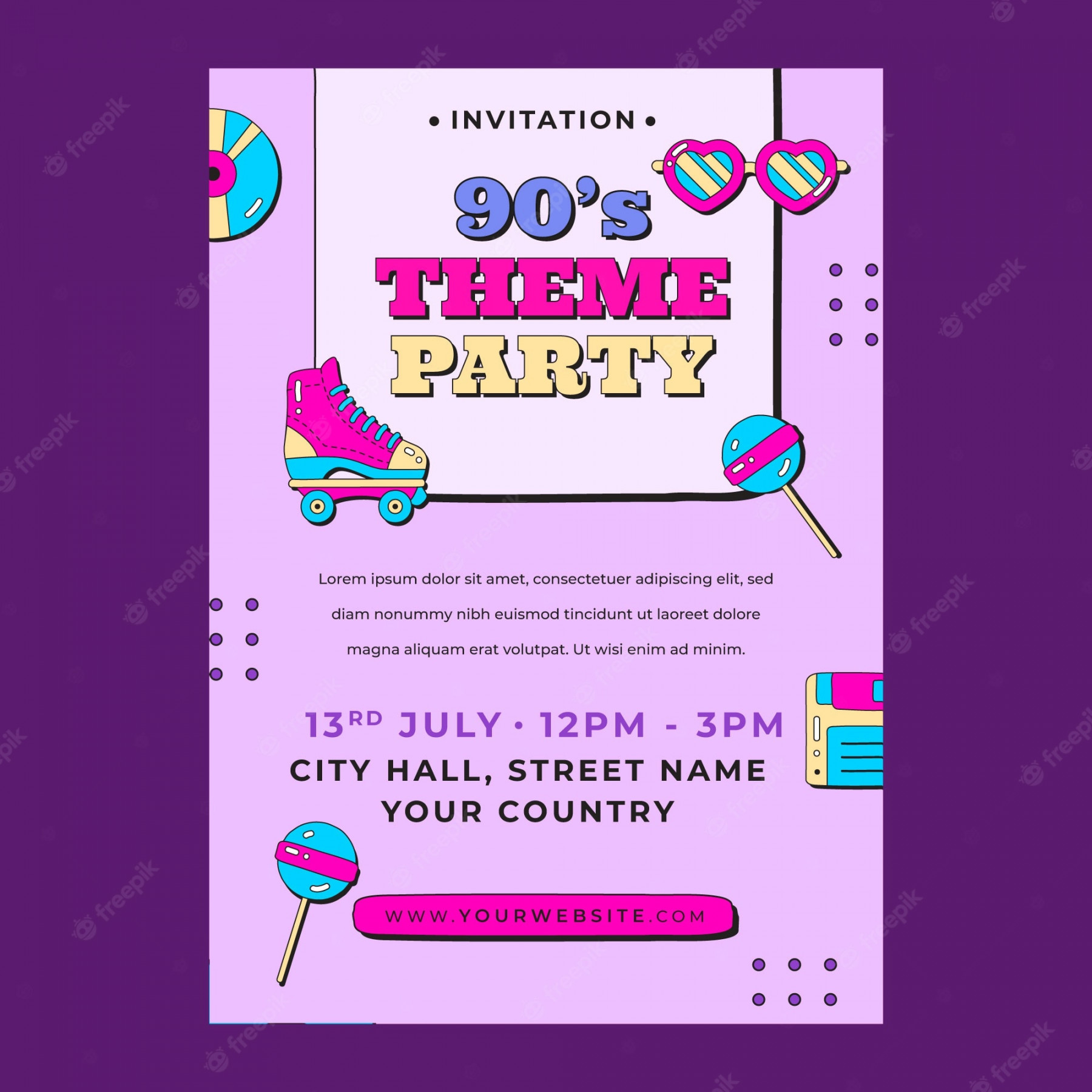 Free Vector  Flat s party invitation template