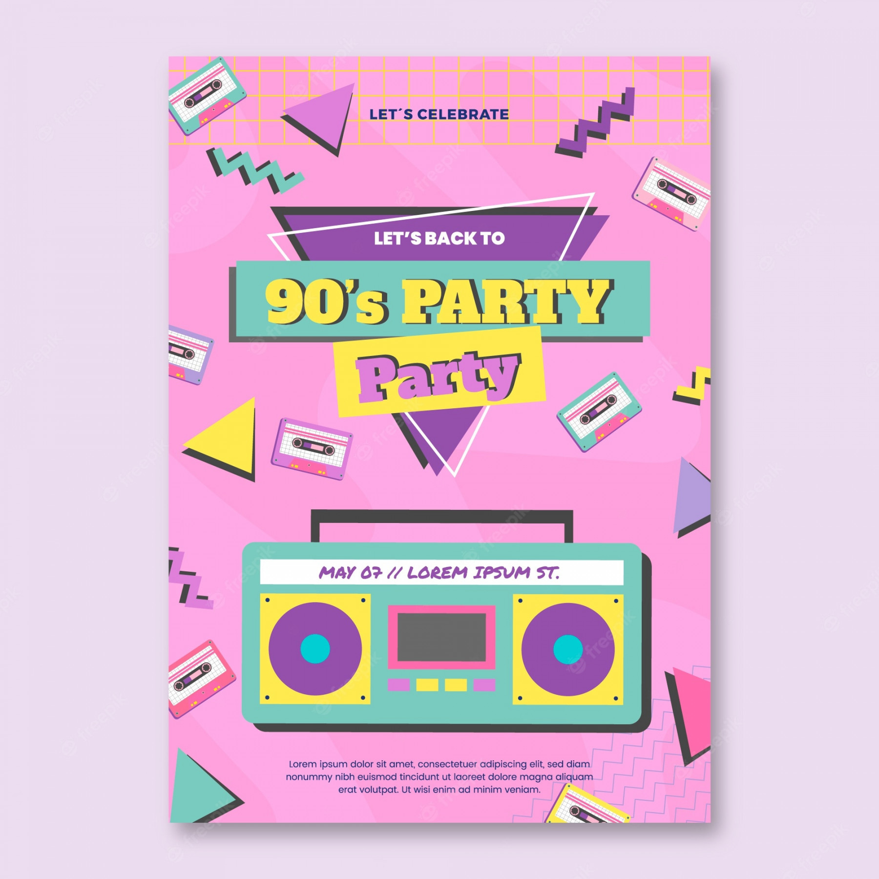 Free Vector  Hand drawn flat design s party invitation