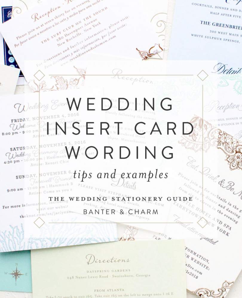 Insert Card Wording Samples  The Wedding Stationery Guide