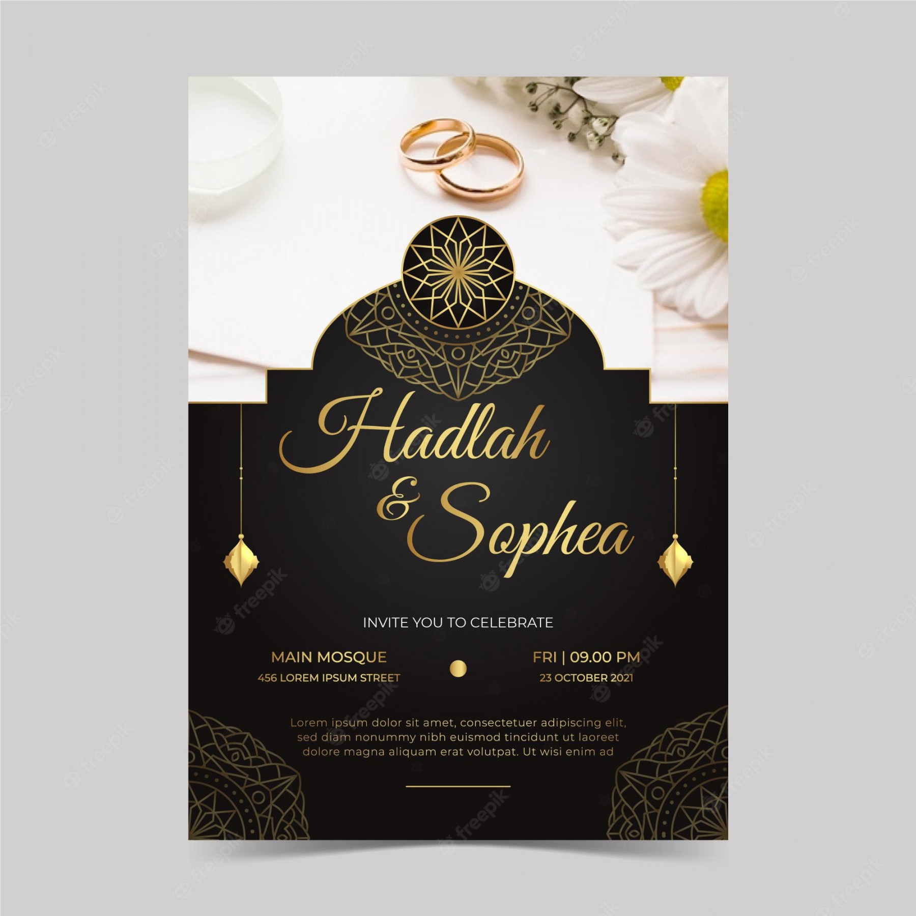 Islamic wedding invitation Vectors & Illustrations for Free