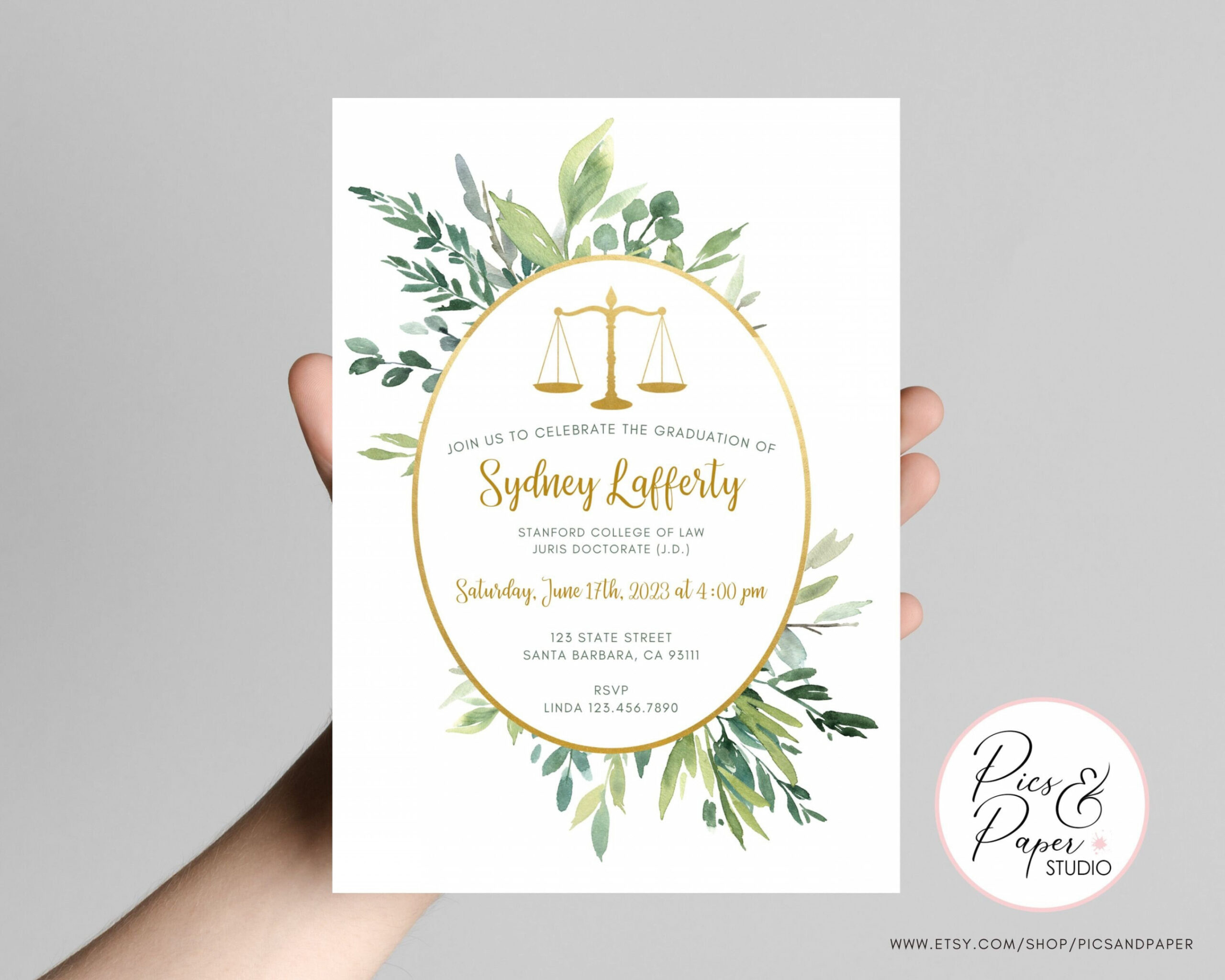 Law School Graduation Ceremony Announcement Invitation - Etsy