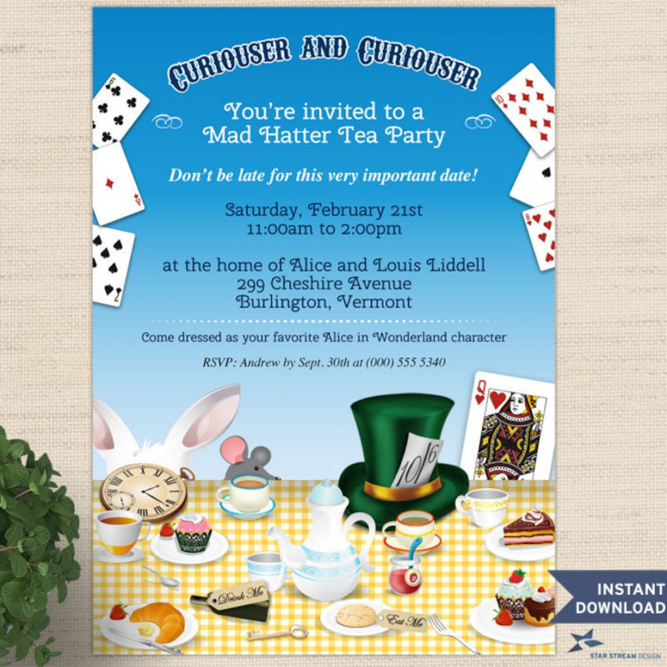 Mad Hatter Wonderland Printable Tea Party Invitation - Etsy