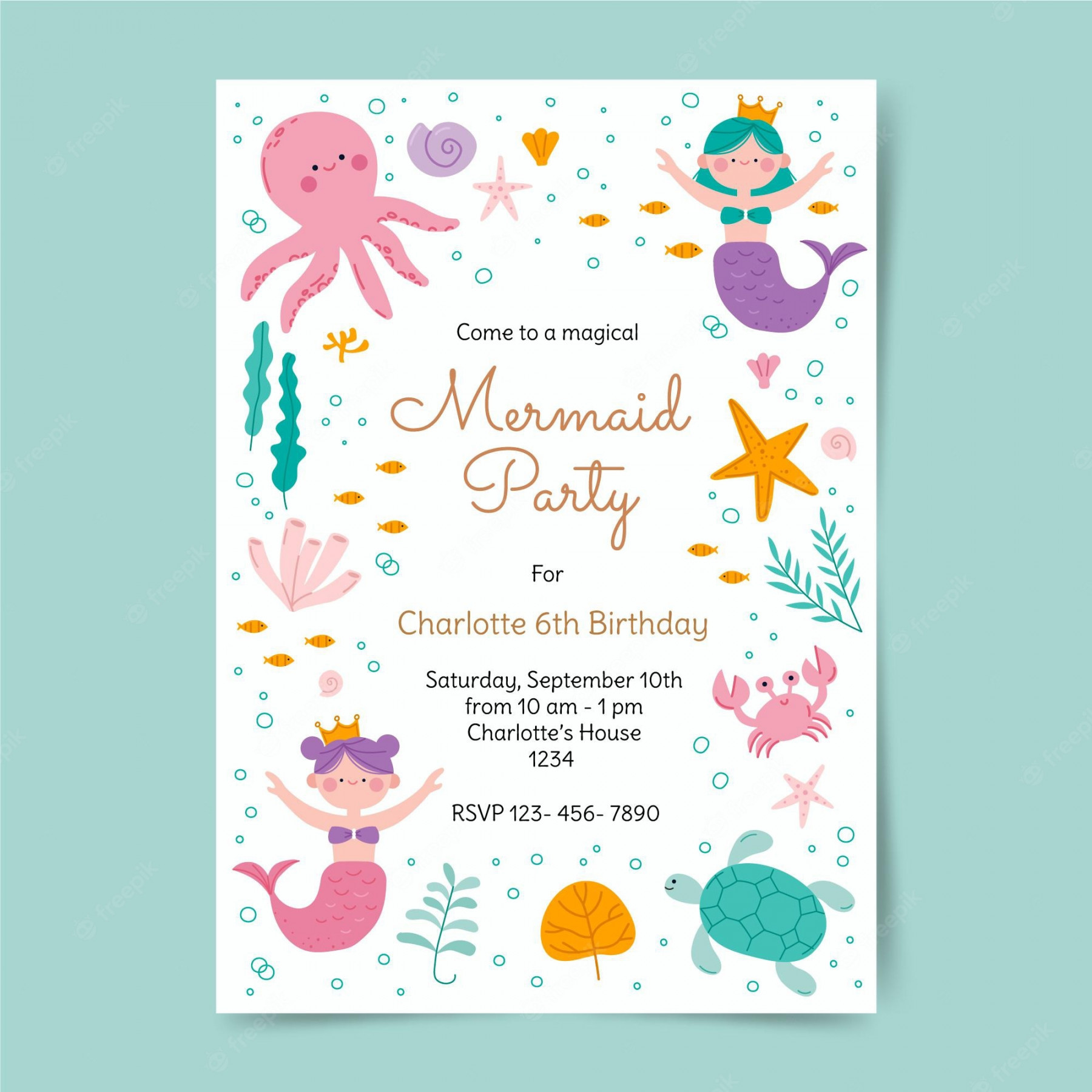 Mermaid Birthday Invitation Images - Free Download on Freepik