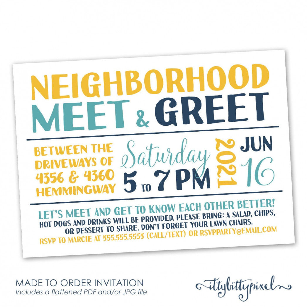 Neighborhood Meet & Greet Invitation Block Party Gathering - Etsy