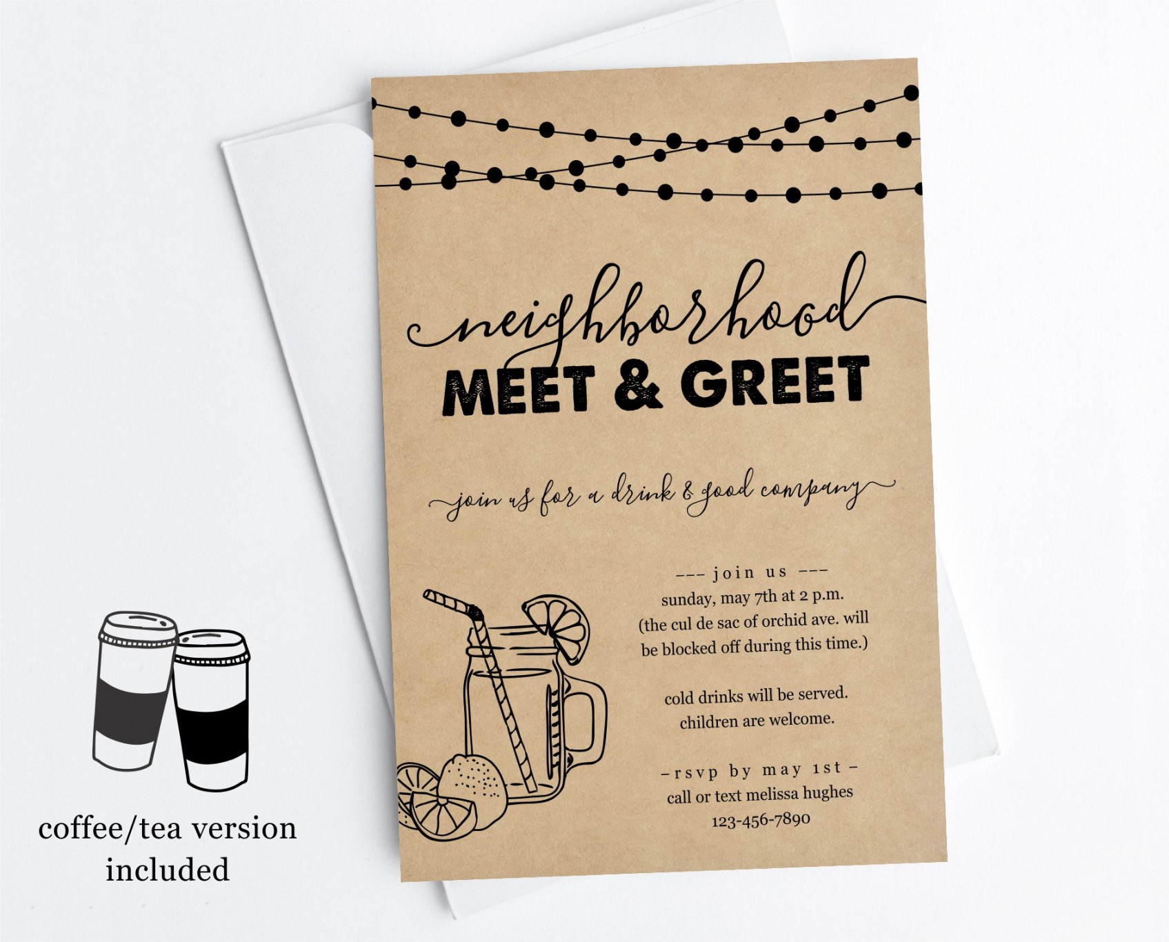 Neighborhood Meet & Greet Invitation Template Printable Meet - Etsy