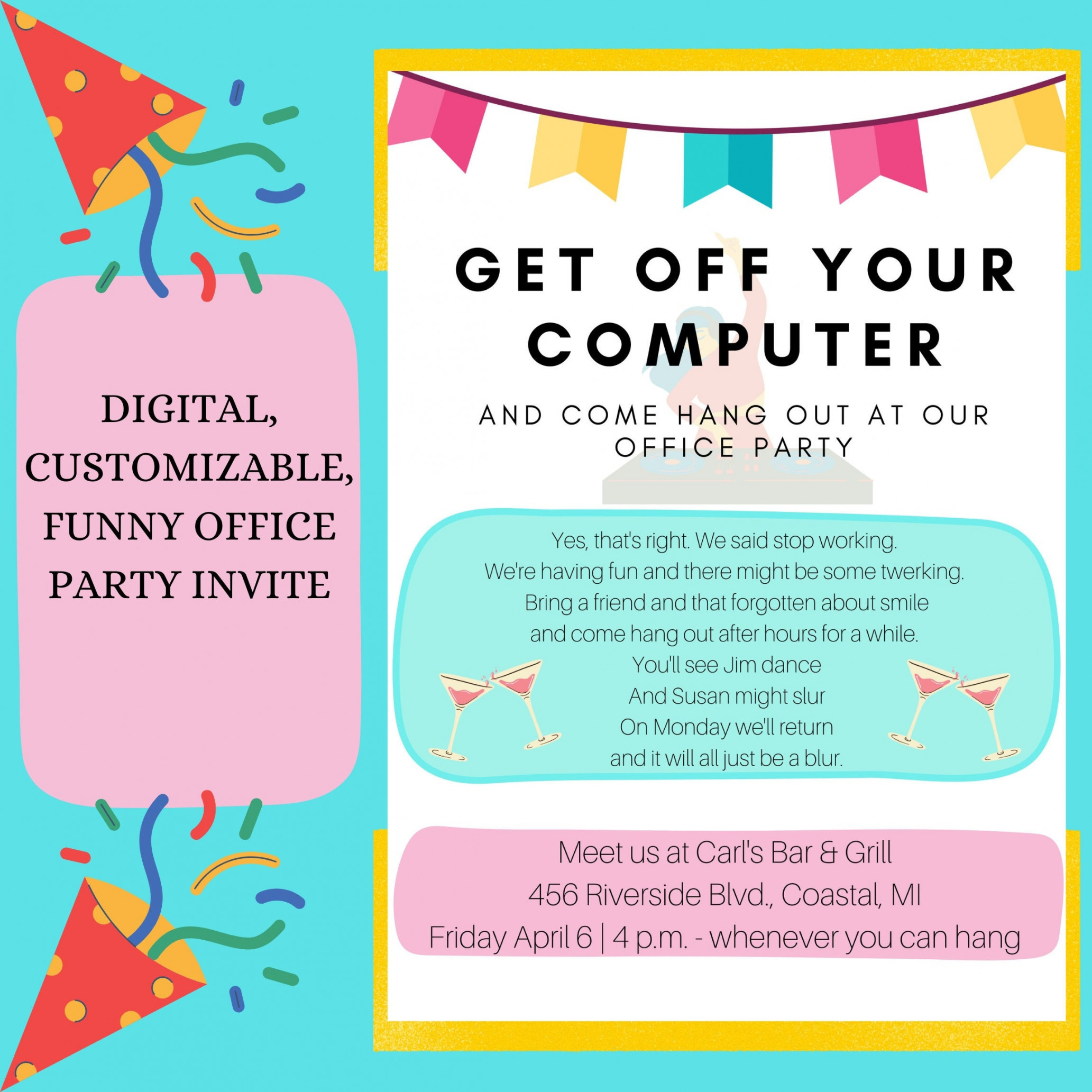 Office Party Invitation Work Party Funny Invitation - Etsy