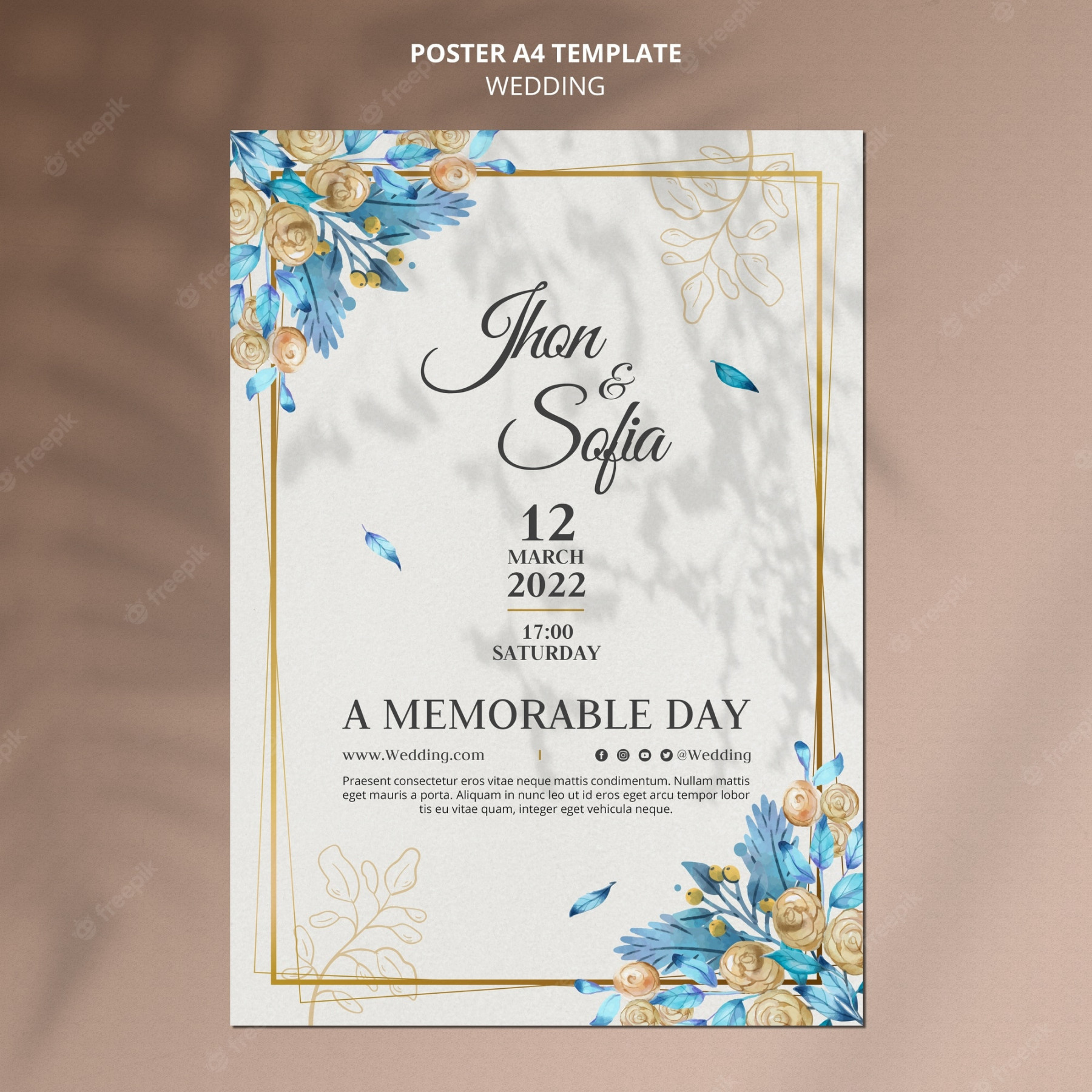 Premium PSD  Wedding invitation flyer template