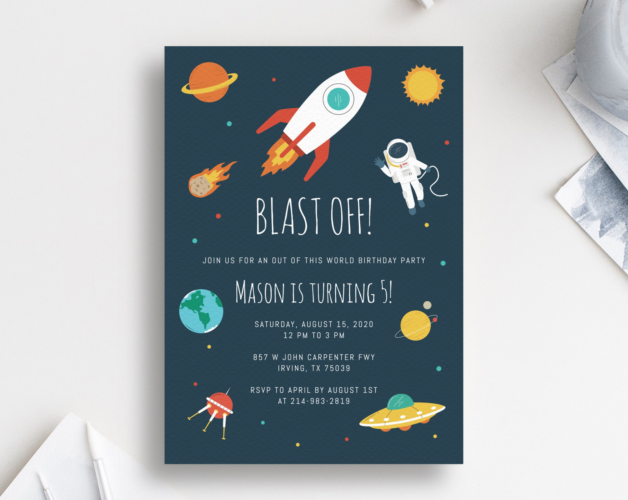 Space Birthday Invitation Template Astronaut Birthday Party - Etsy