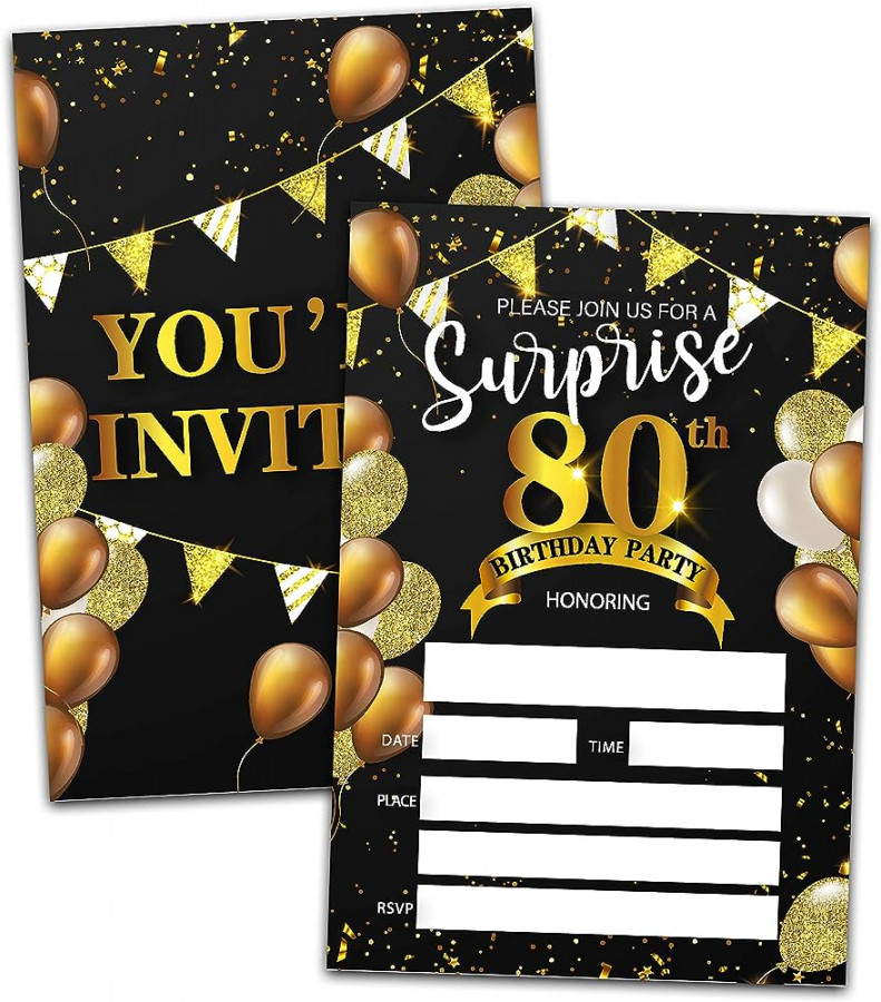 Surprise th Birthday Party Invitations with Envelopes, " x