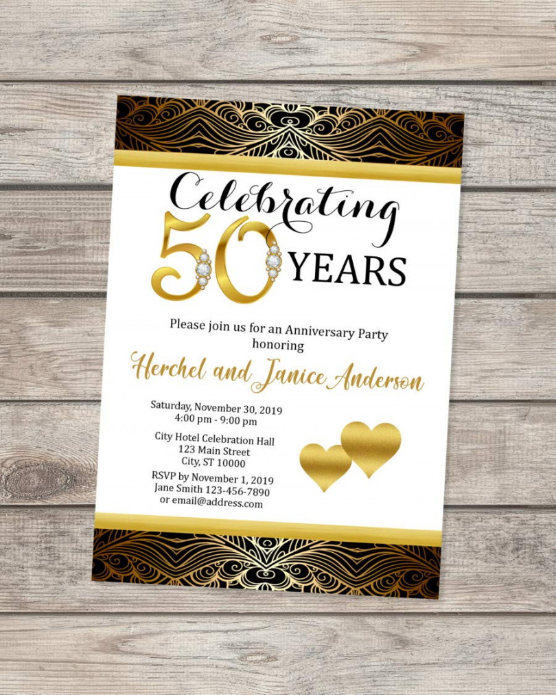 th Wedding Anniversary Invitation, Black And Gold Germany  Ubuy