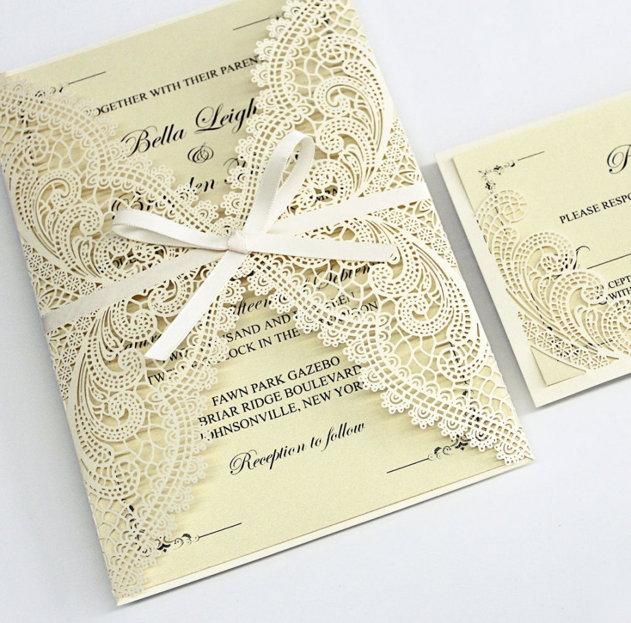 Vintage Hochzeitseinladungen, Gate-Einladungskarten mit RSVP