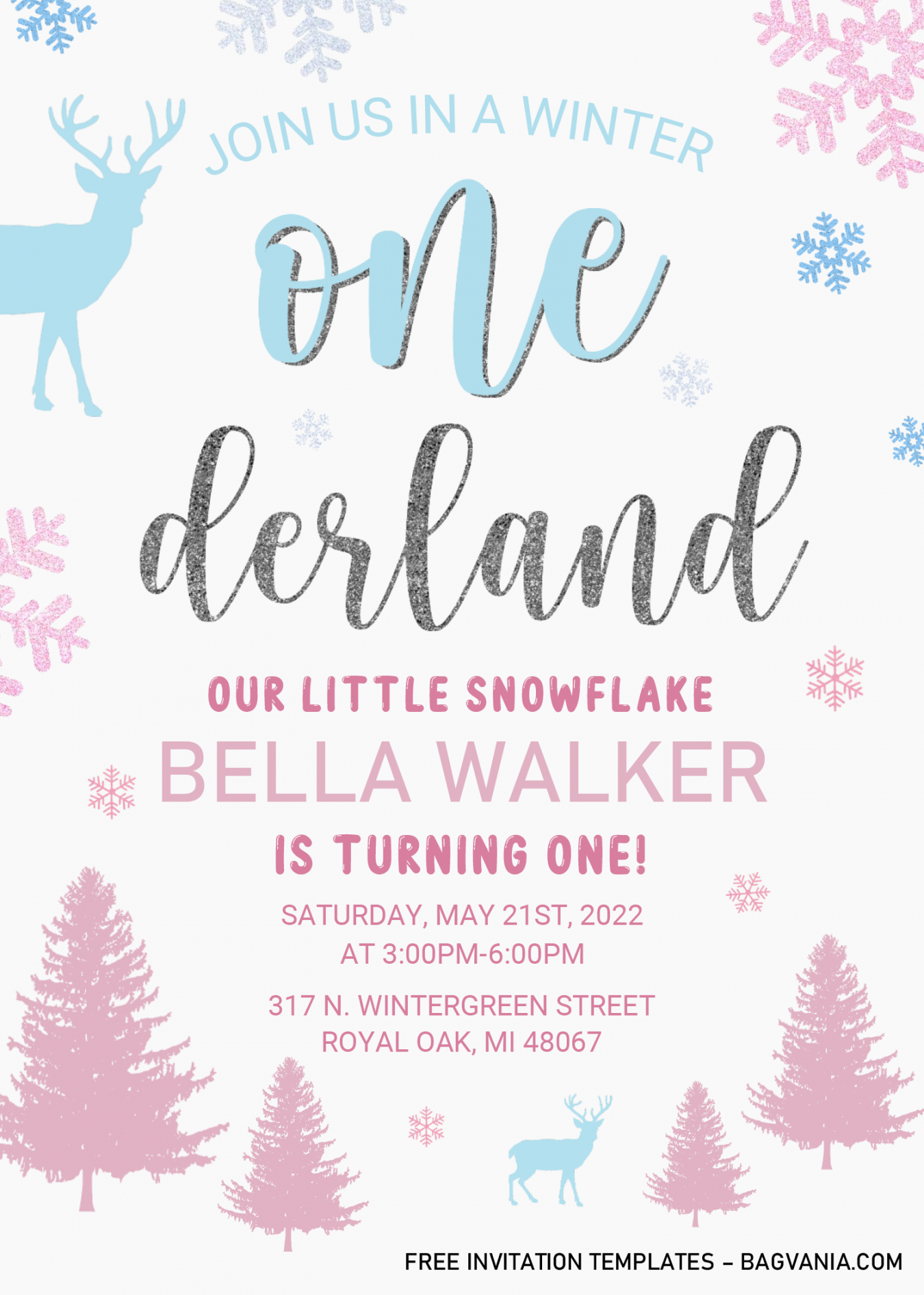 Winter Onederland Invitation Templates - Editable